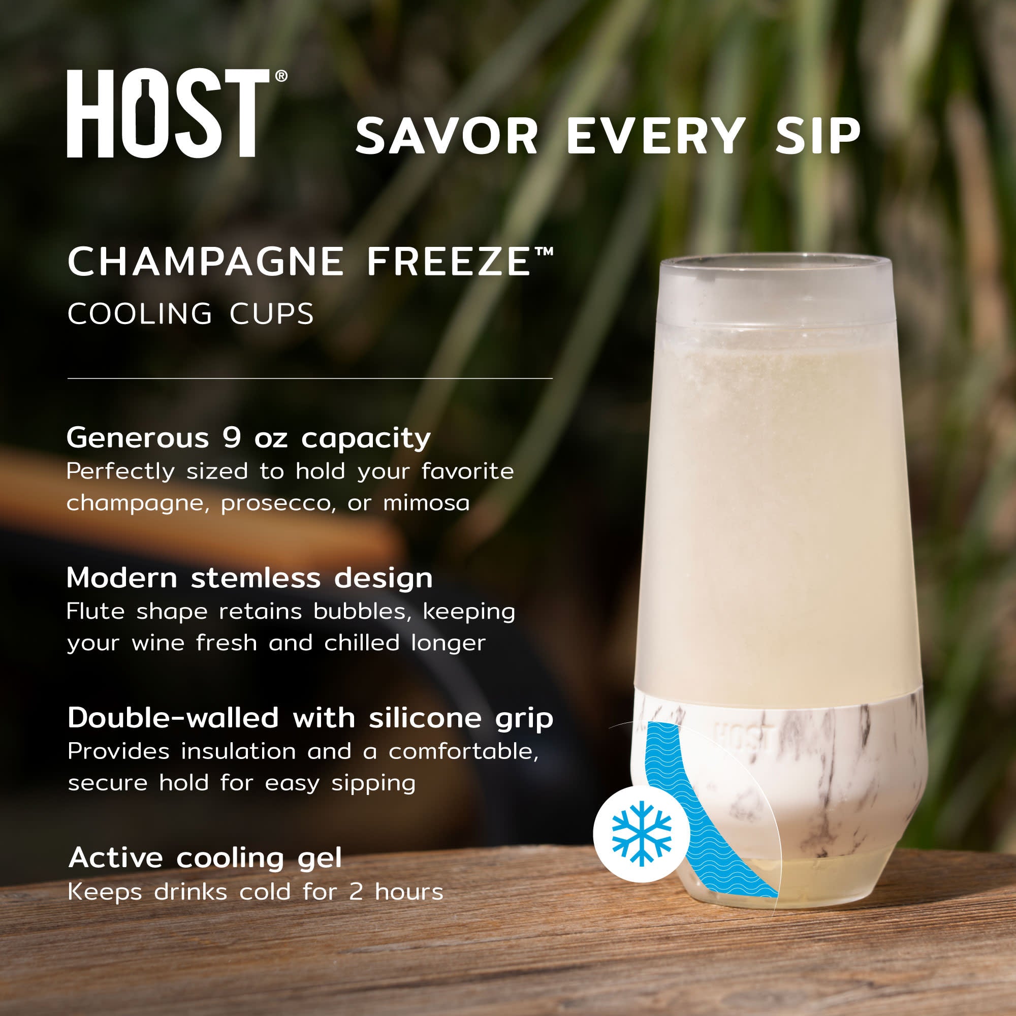 Champagne FREEZE™ in Seafoam Tint, Set of 2 - MaisonBeach