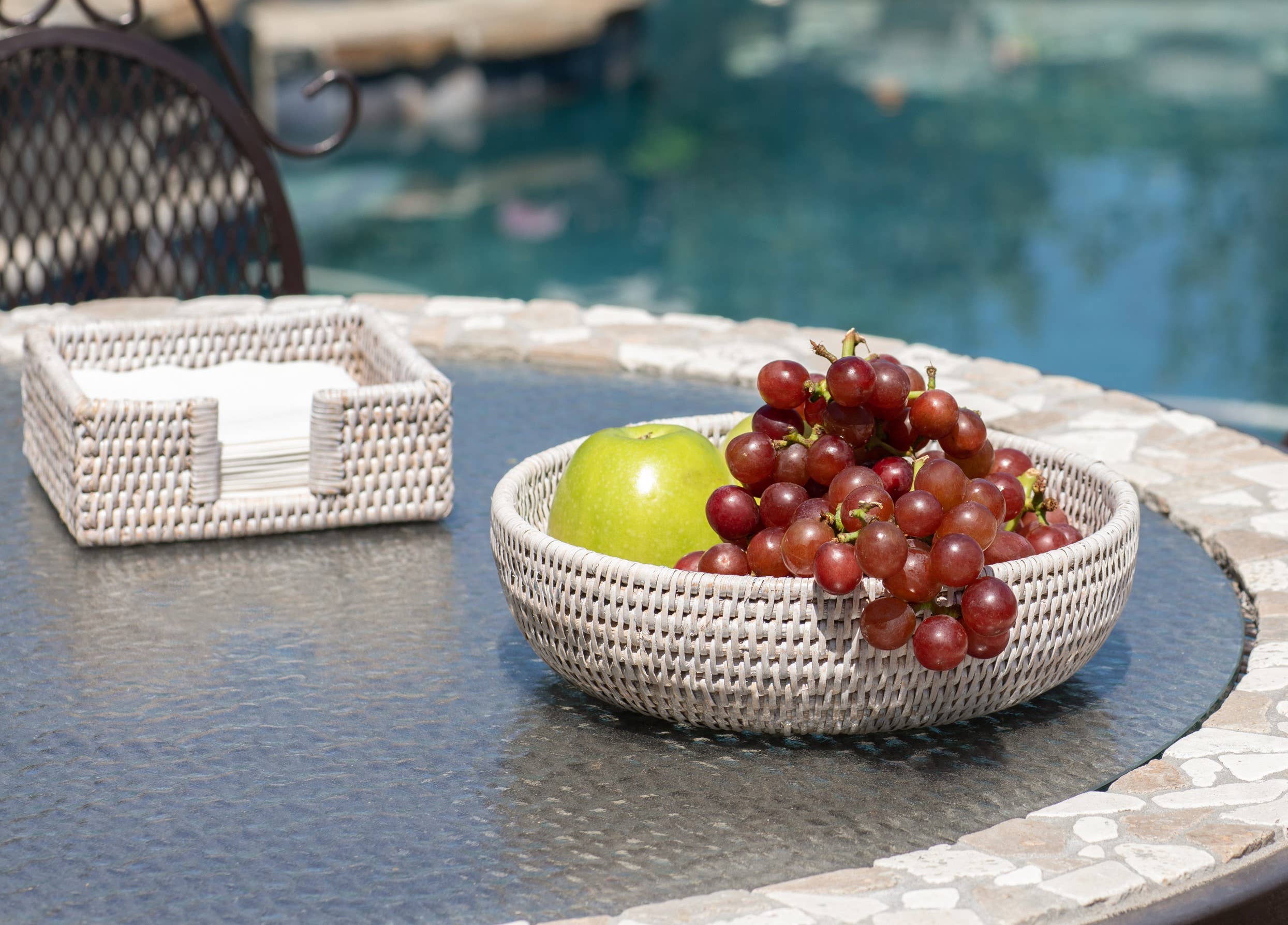 Whitewash Rattan Everything Bowl - MaisonBeach