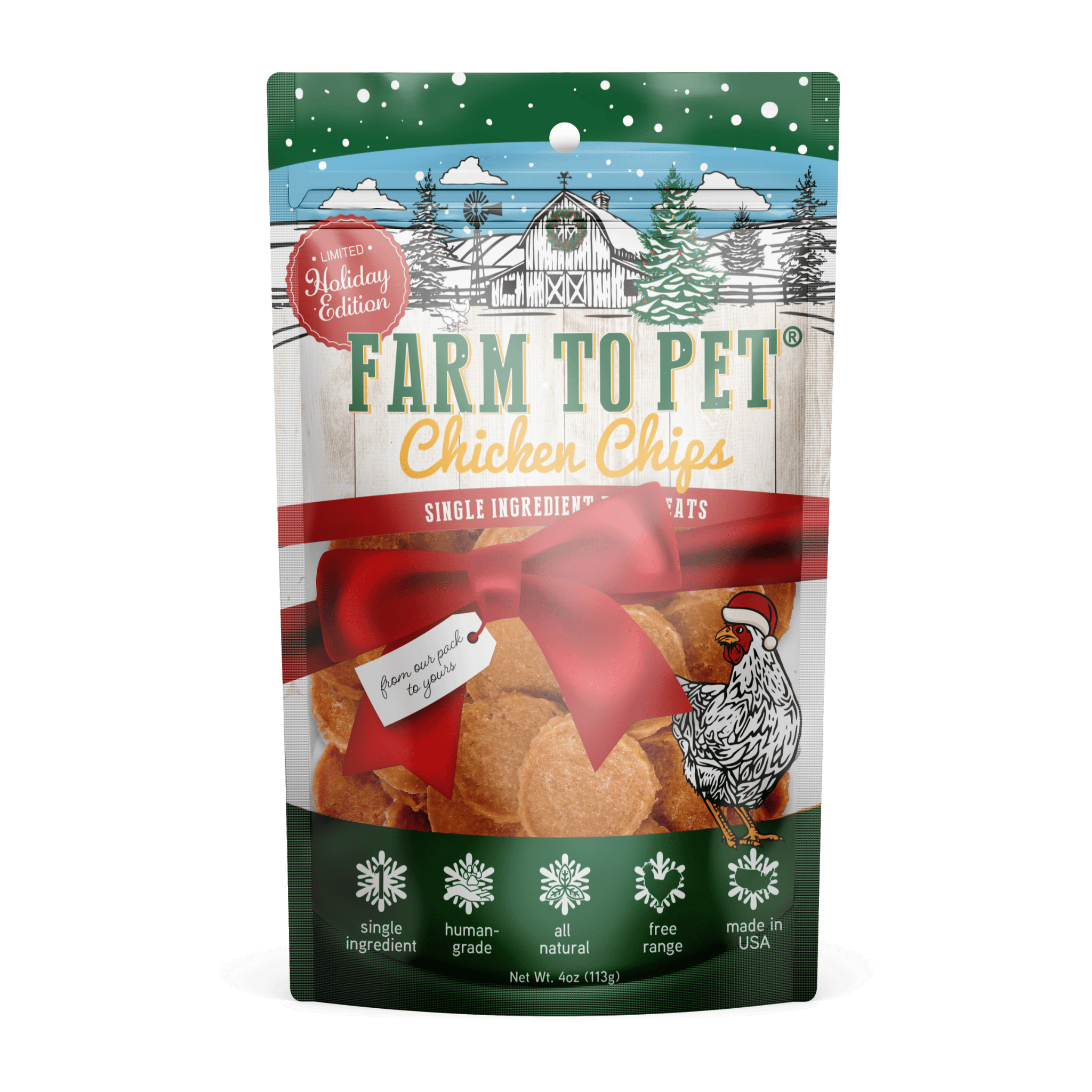 Farm to Pet - Holiday Chicken Chips Medium: Green - MaisonBeach