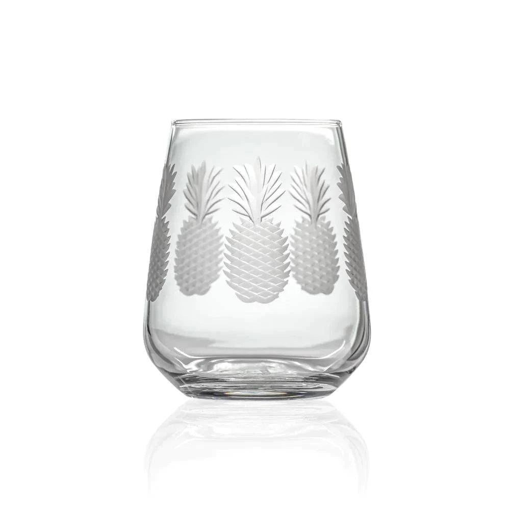 Fresh Pineapples 15.75oz. Stemless Wine-Set of 4 - MaisonBeach