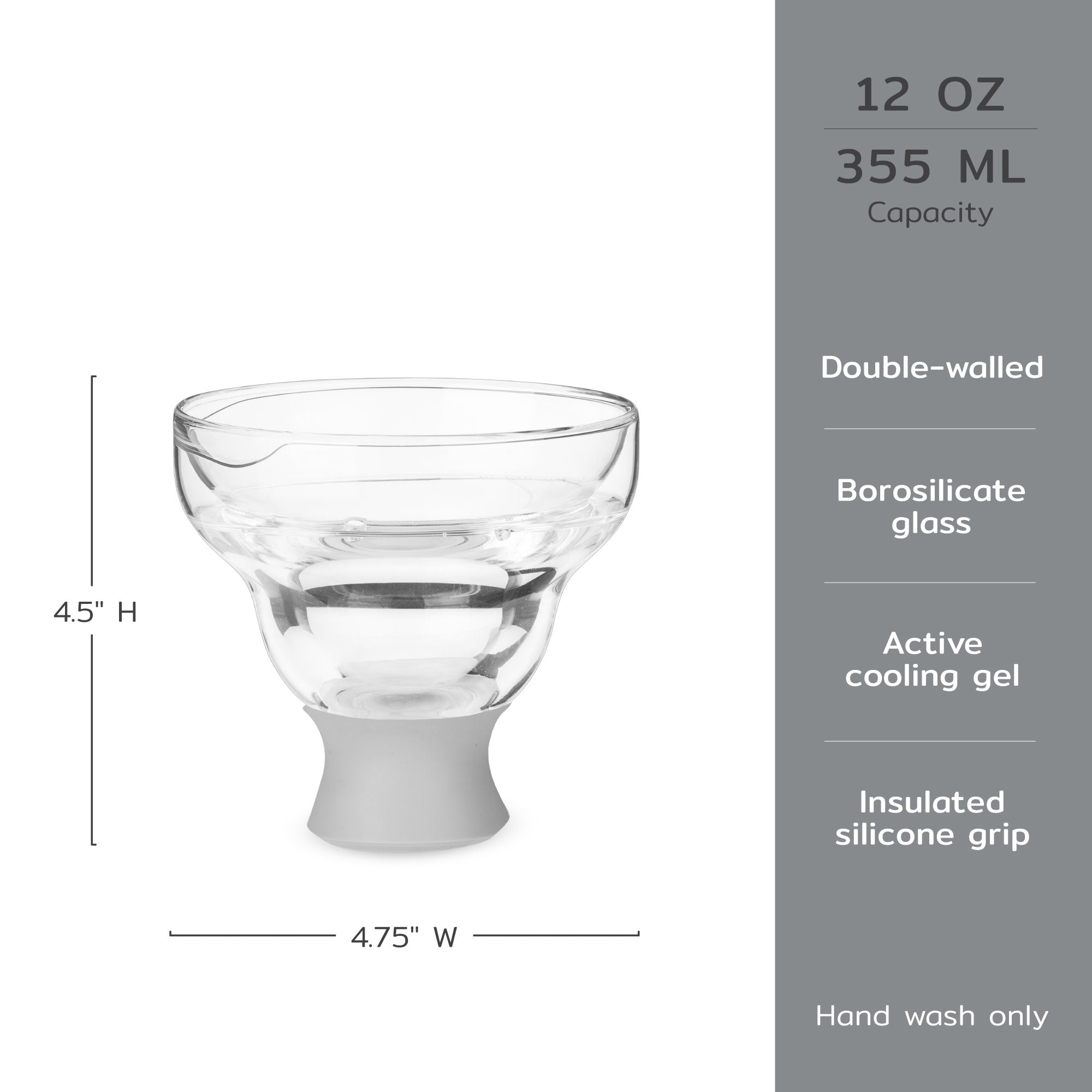 Glass Margarita FREEZE™ in Gray, Set of 2 - MaisonBeach