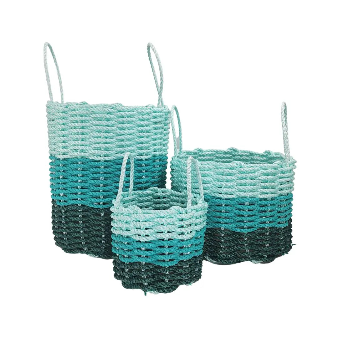 Lobster Rope Storage Basket Hunter Green, Teal, Seafoam - MaisonBeach