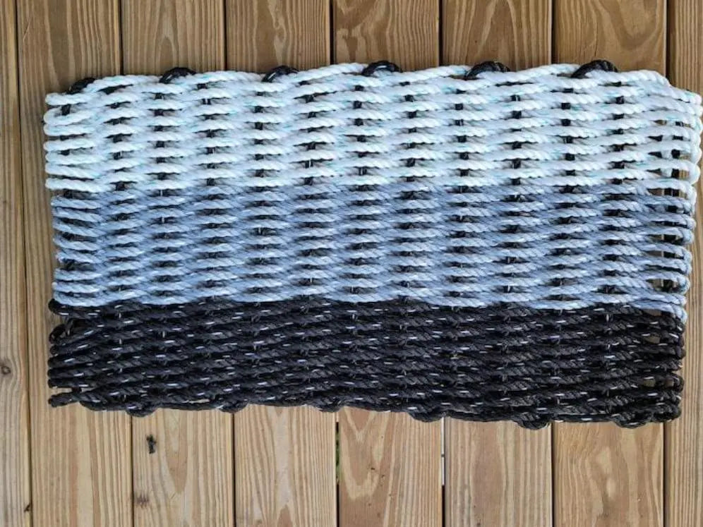 Rope Mat made with Lobster Rope, Black Gray White - MaisonBeach