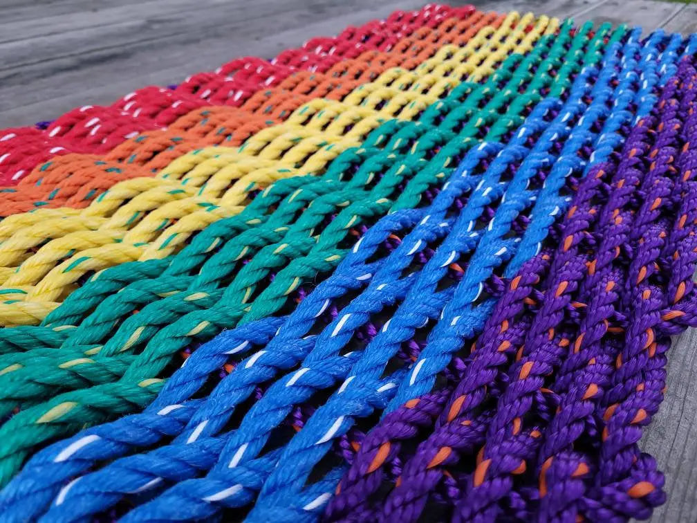 Rainbow Rope Mat made with Lobster Rope, Maine Made - MaisonBeach