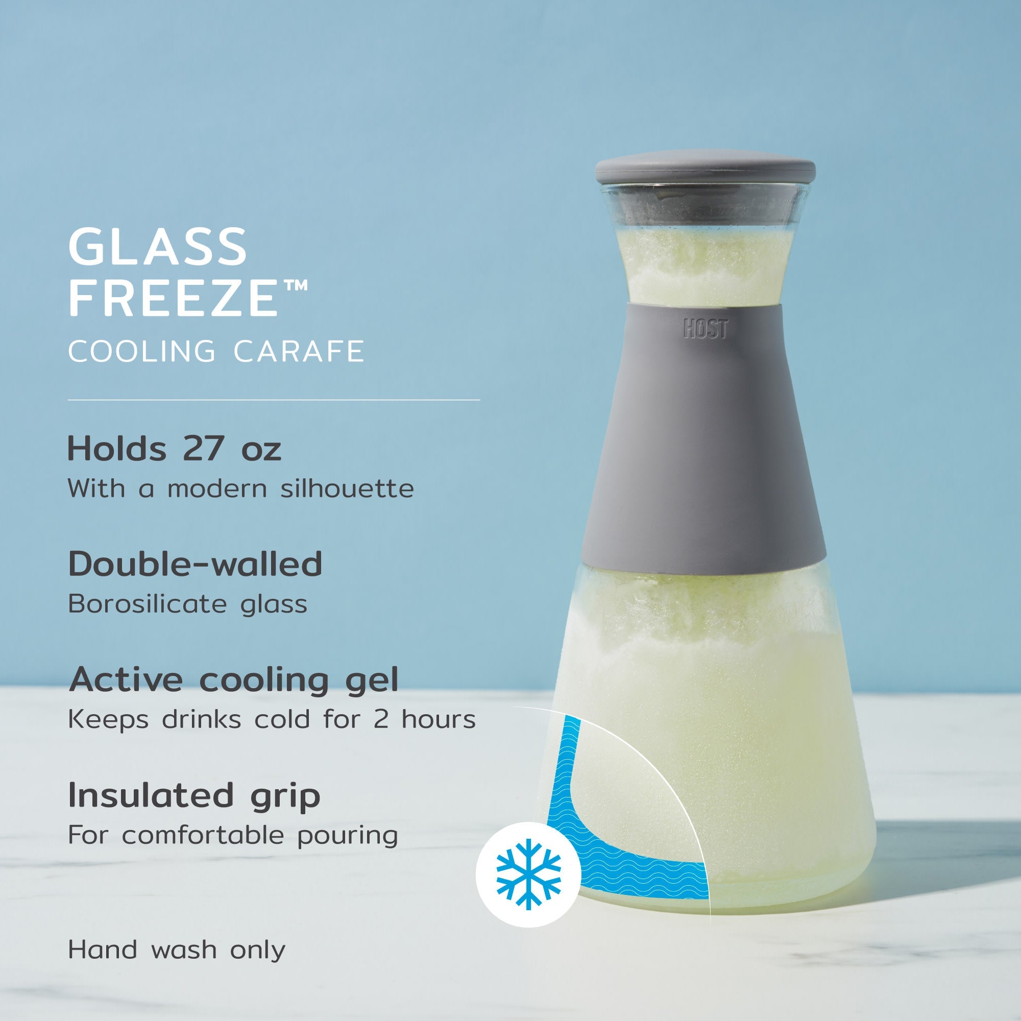Glass FREEZE™ Carafe with Lid in Gray