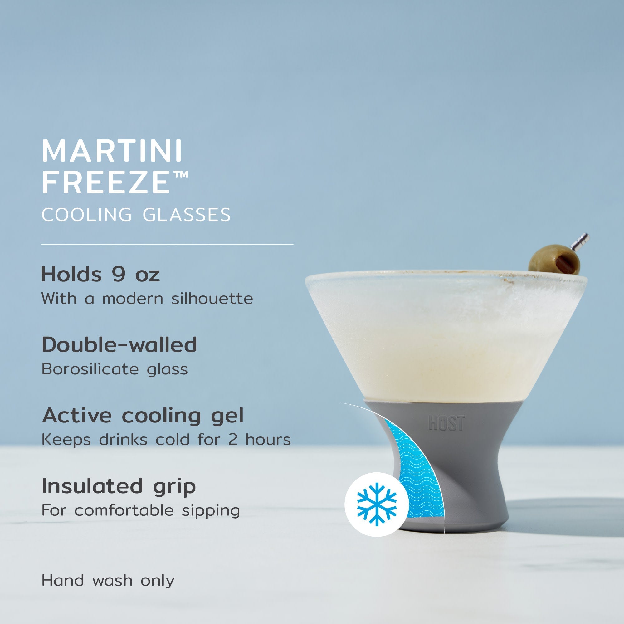 Glass Martini FREEZE™ in Gray, Set of 2