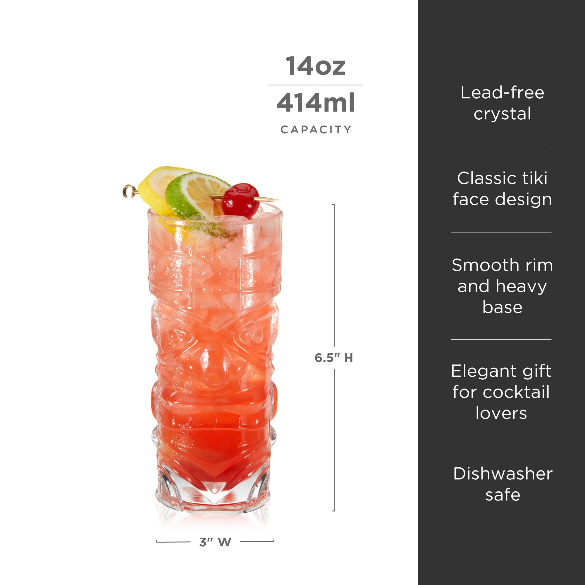 Pacific Crystal Tiki Glasses Set of 2 - MaisonBeach