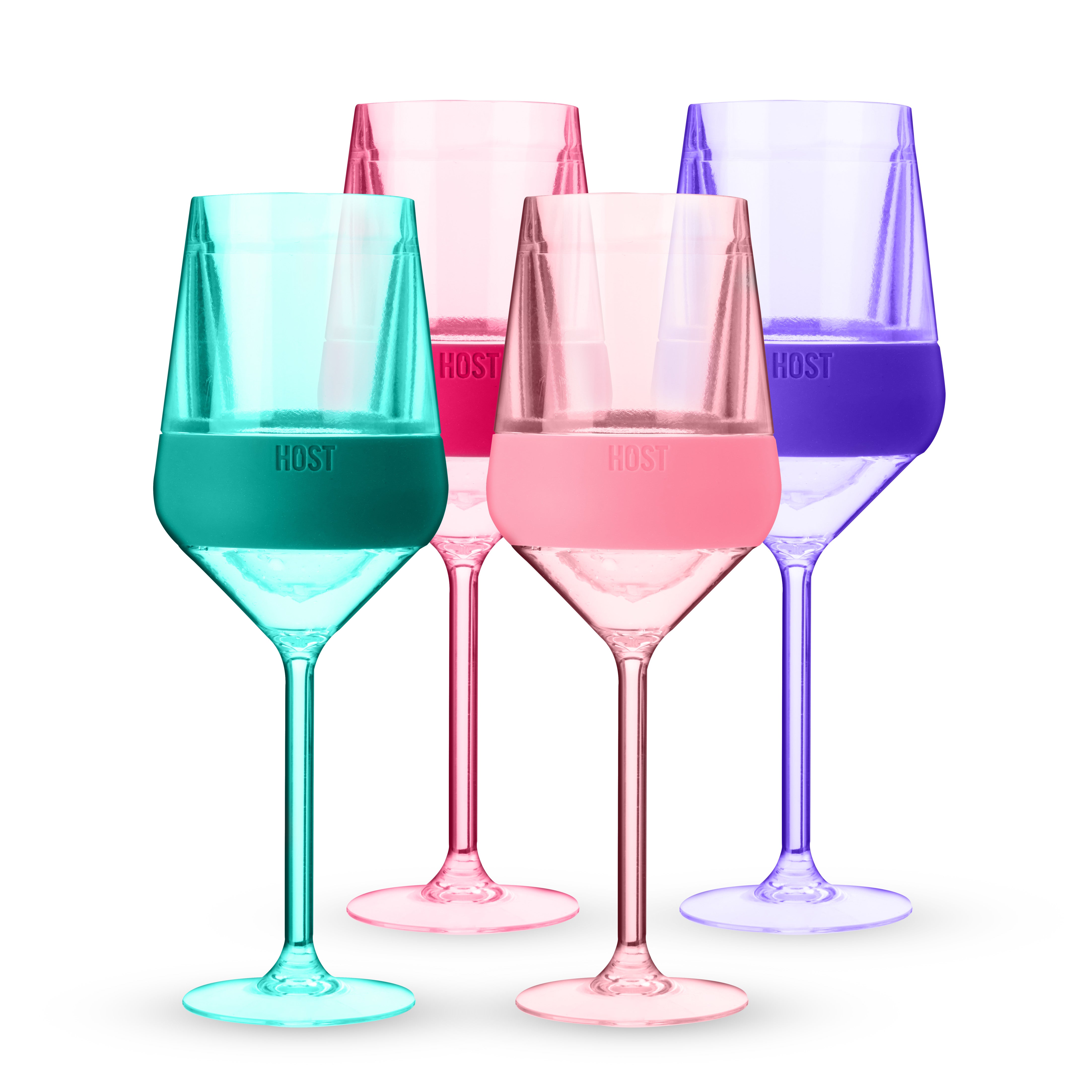 Stemmed Wine FREEZE™ in Tinted Multicolor, Set of 4 - MaisonBeach