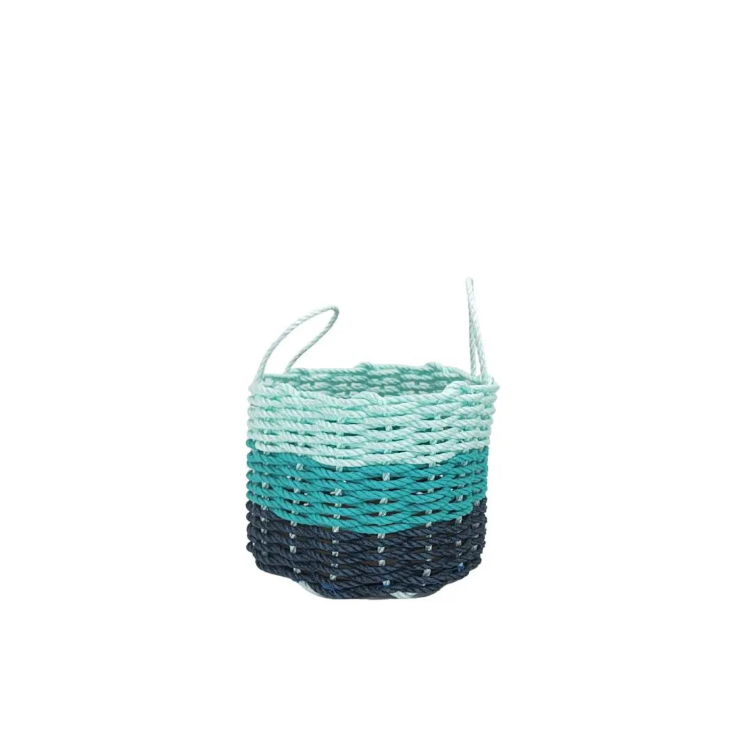 Lobster Rope Storage Basket Navy Blue, Teal, Seafoam - MaisonBeach