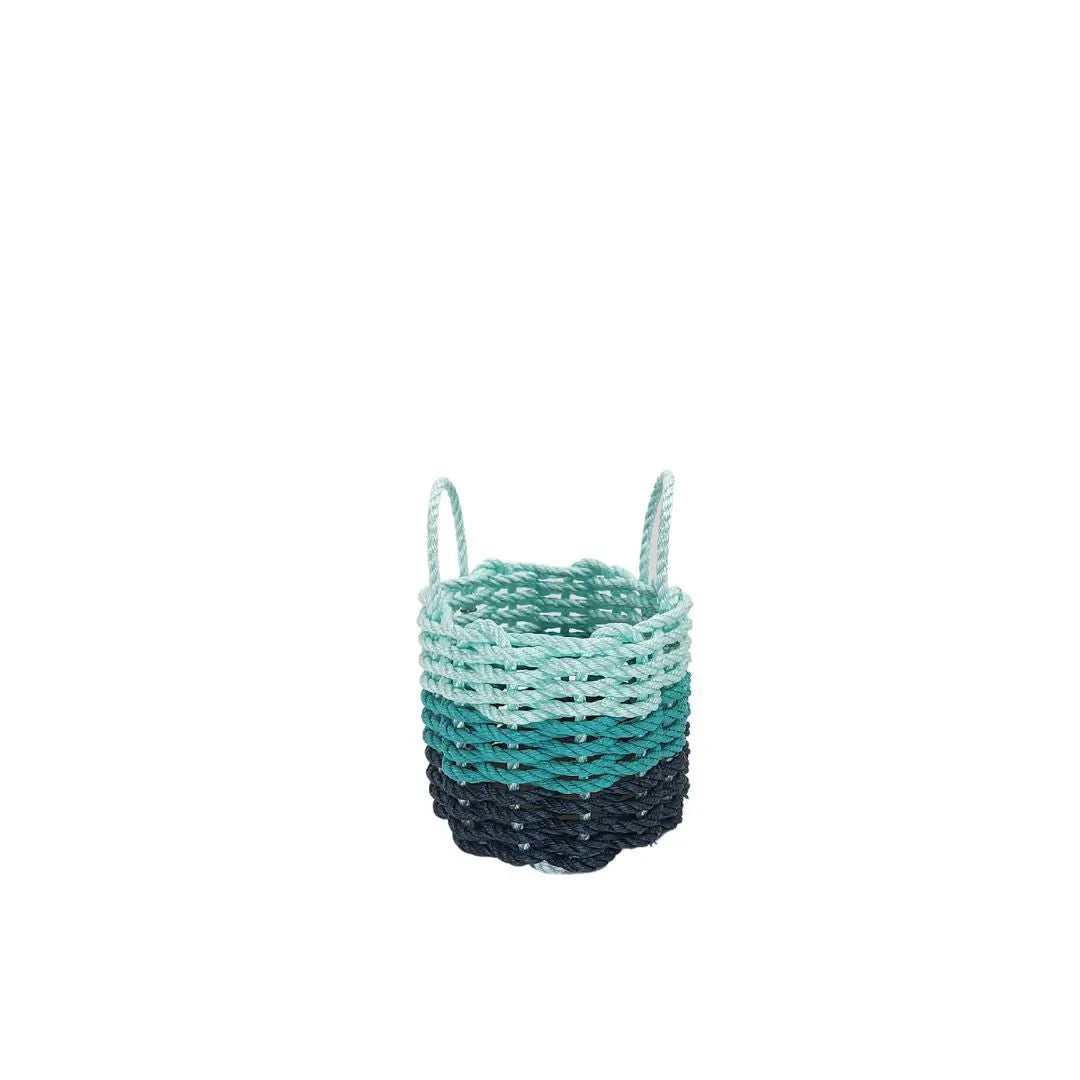 Lobster Rope Storage Basket Navy Blue, Teal, Seafoam - MaisonBeach