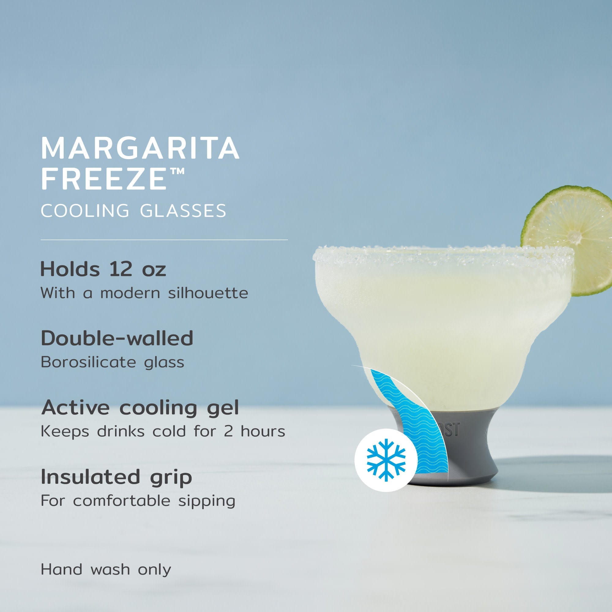 Glass Margarita FREEZE™ in Gray, Set of 2 - MaisonBeach