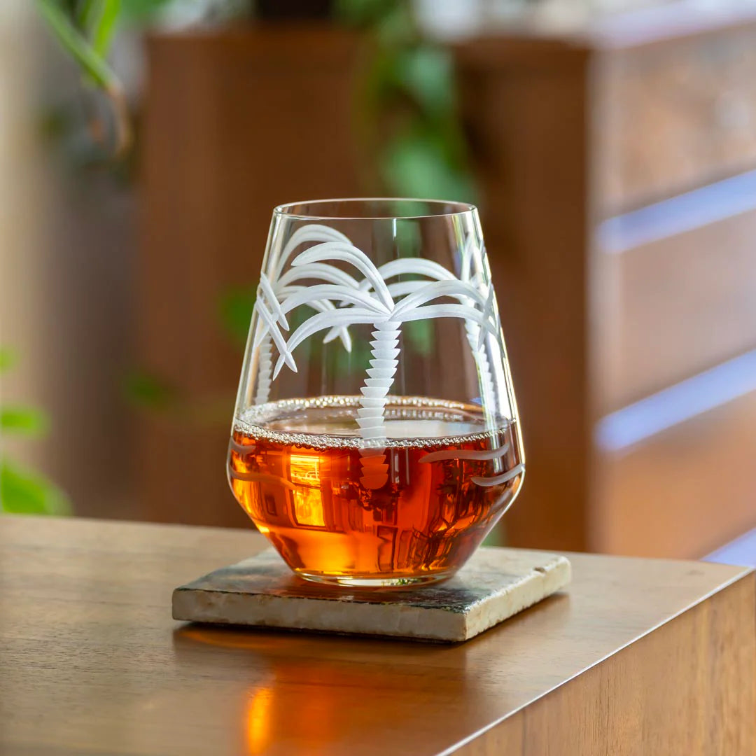 Palm Tree 18oz. Stemless Wine Glass-Set of 4 - MaisonBeach