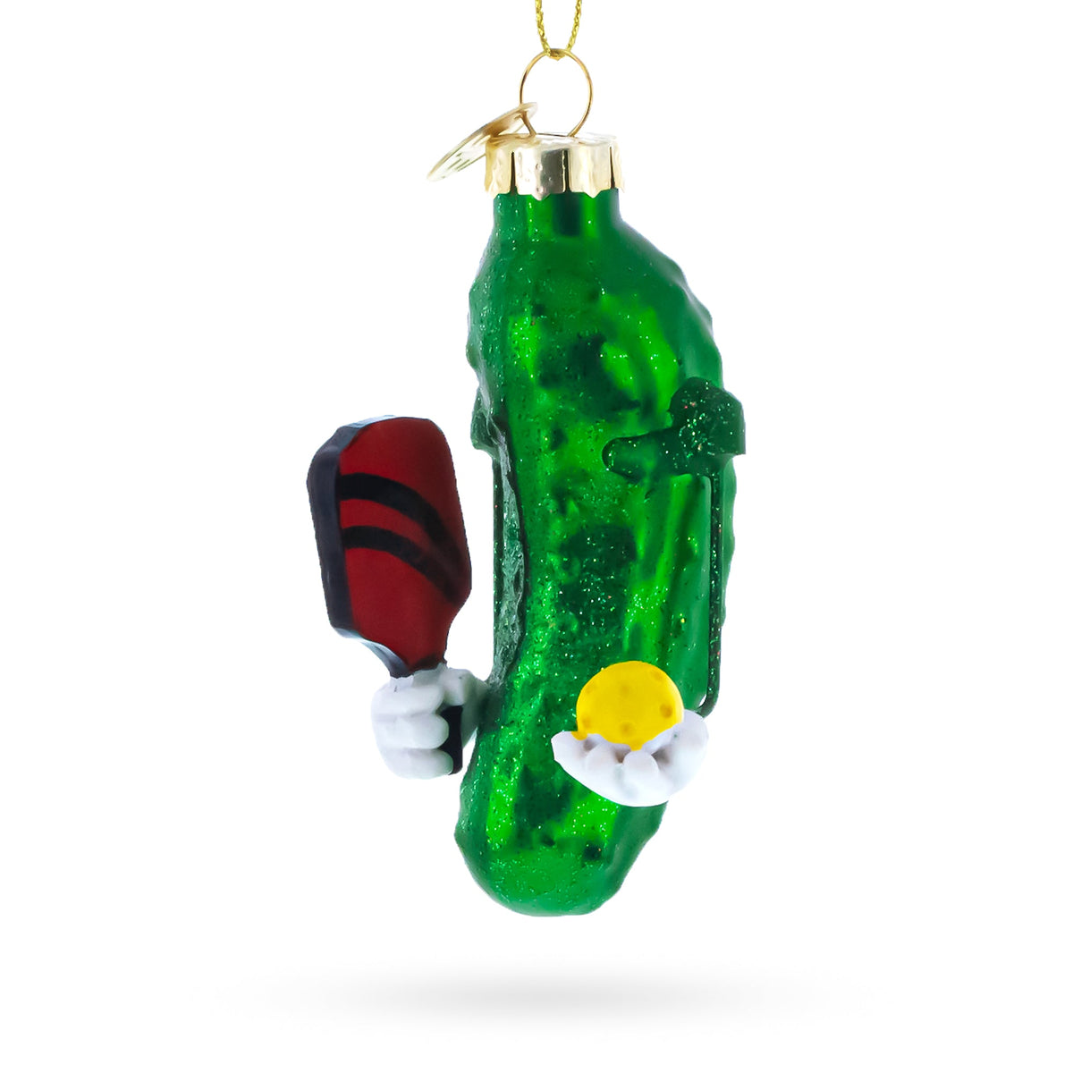 Whimsical Pickleball Pickle Glass Christmas Ornament - MaisonBeach