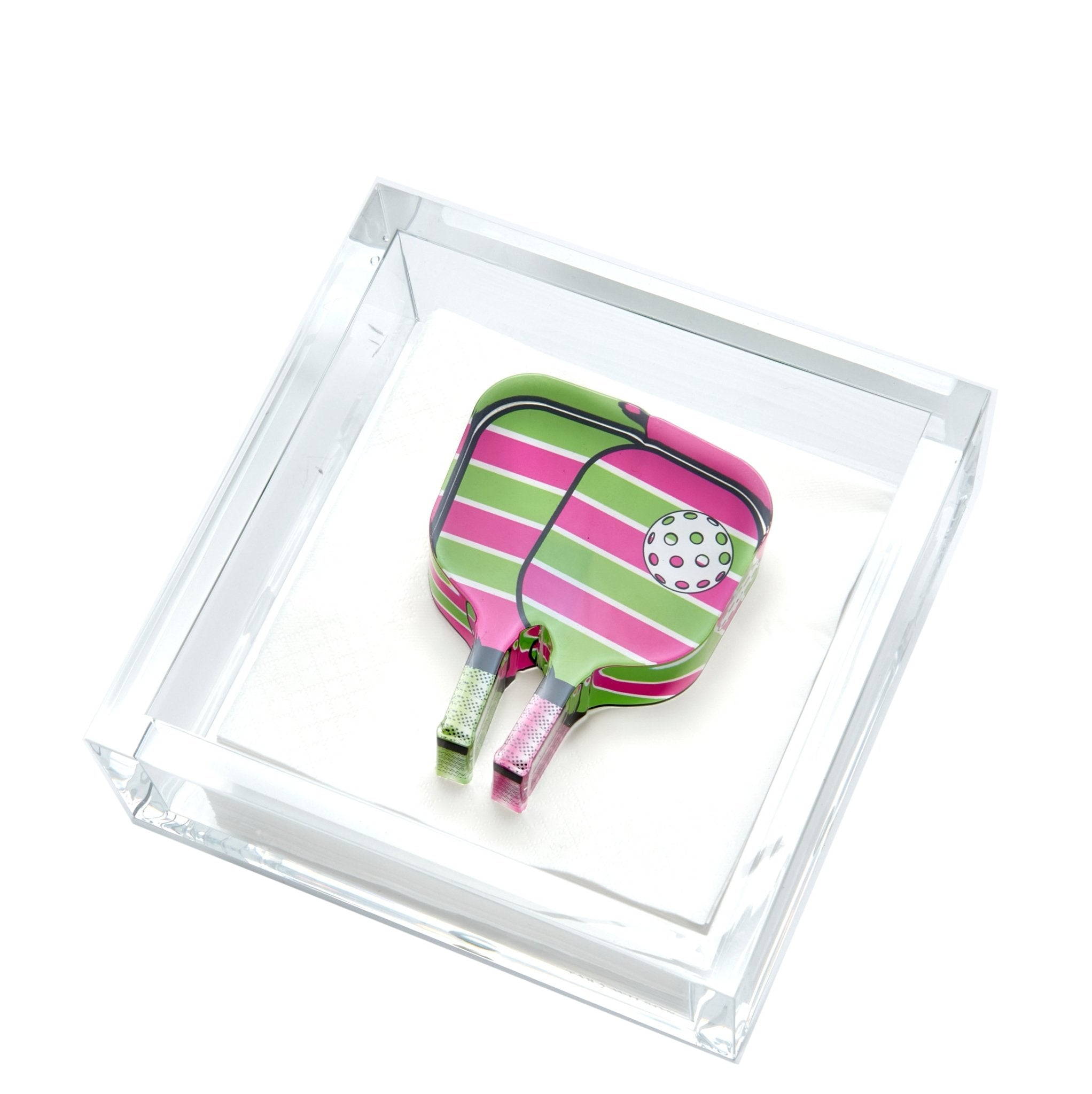 Pink & Green Pickleball Acrylic Cocktail Napkin Holder - MaisonBeach