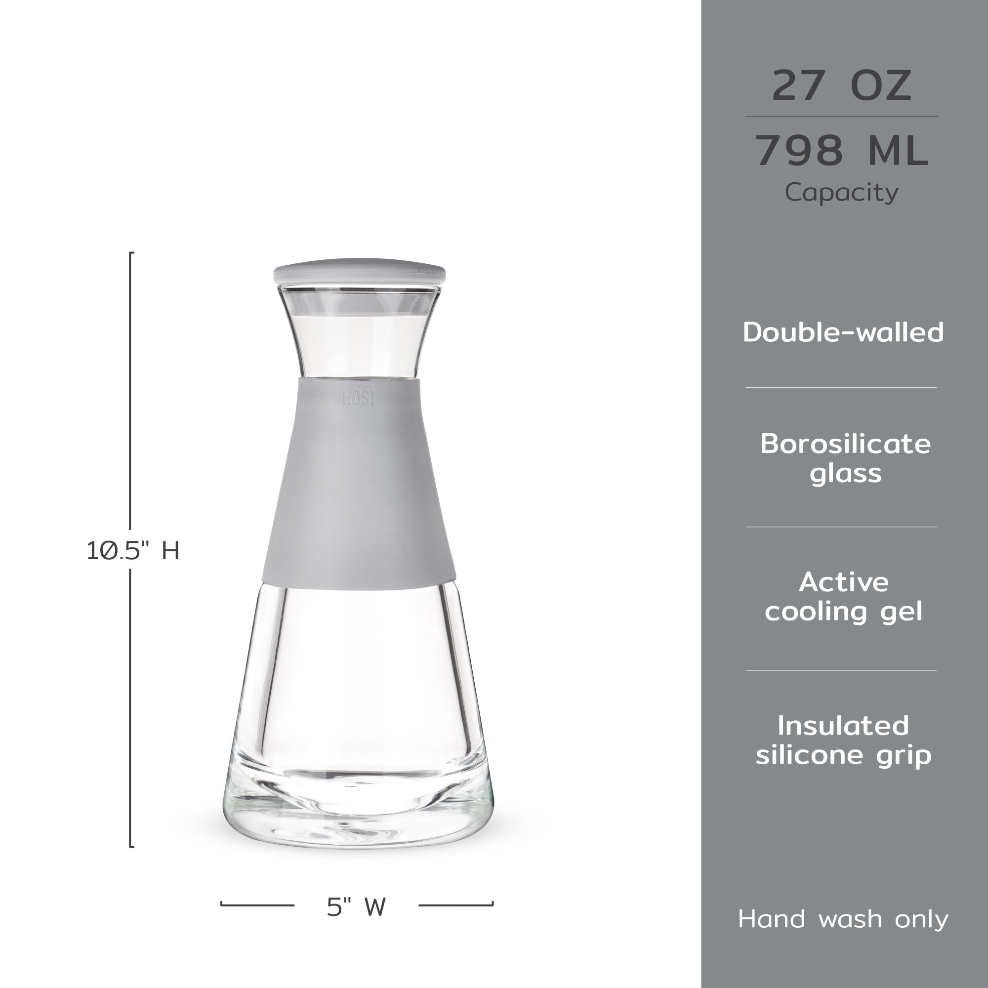 Glass FREEZE™ Carafe with Lid in Gray