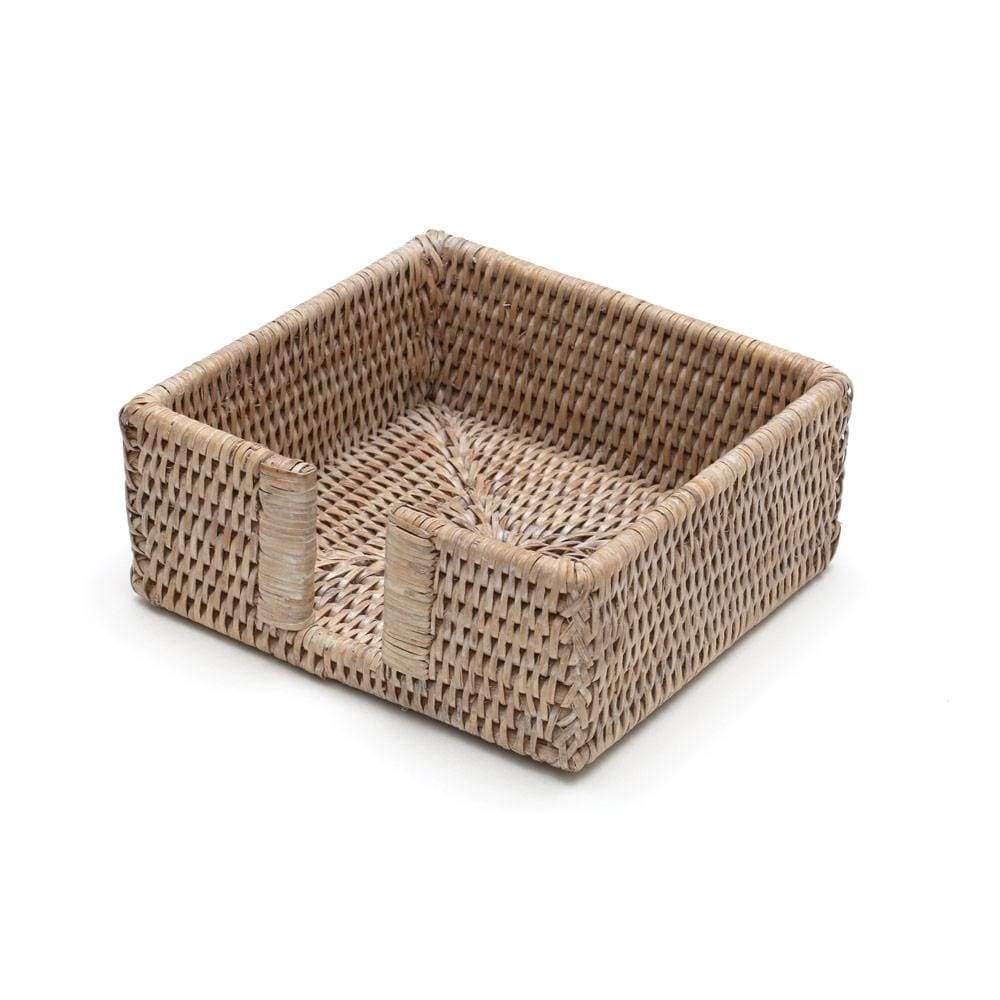 Caspari White Rattan Cocktail Napkin Holder - MaisonBeach