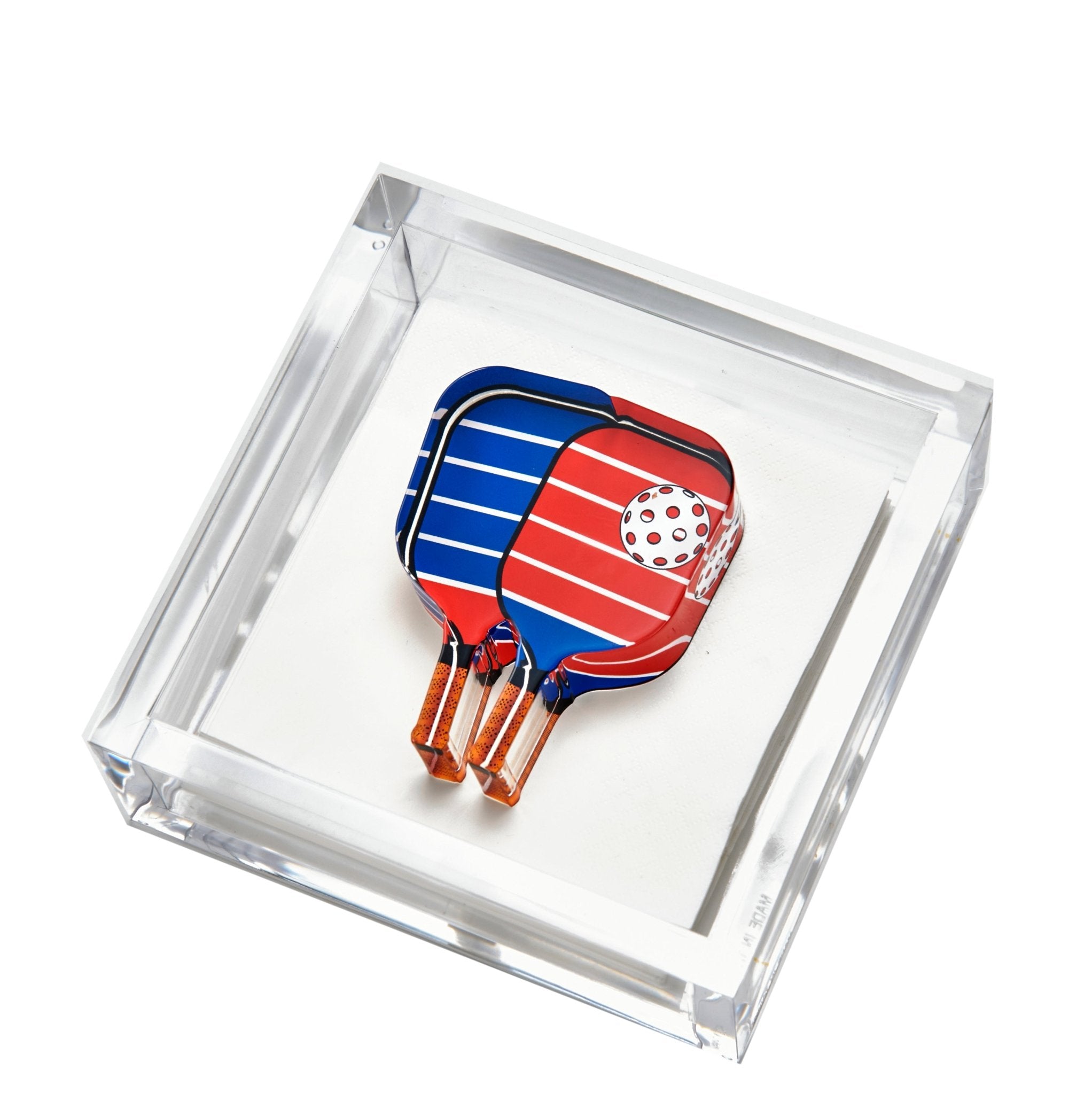 Red & Blue Pickleball Acrylic Cocktail Napkin Holder - MaisonBeach