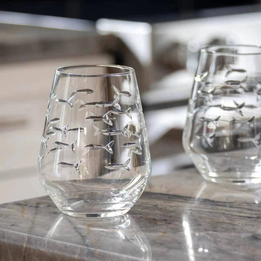 School of Fish 17oz. Stemless Tumblers-Set of 2 - MaisonBeach