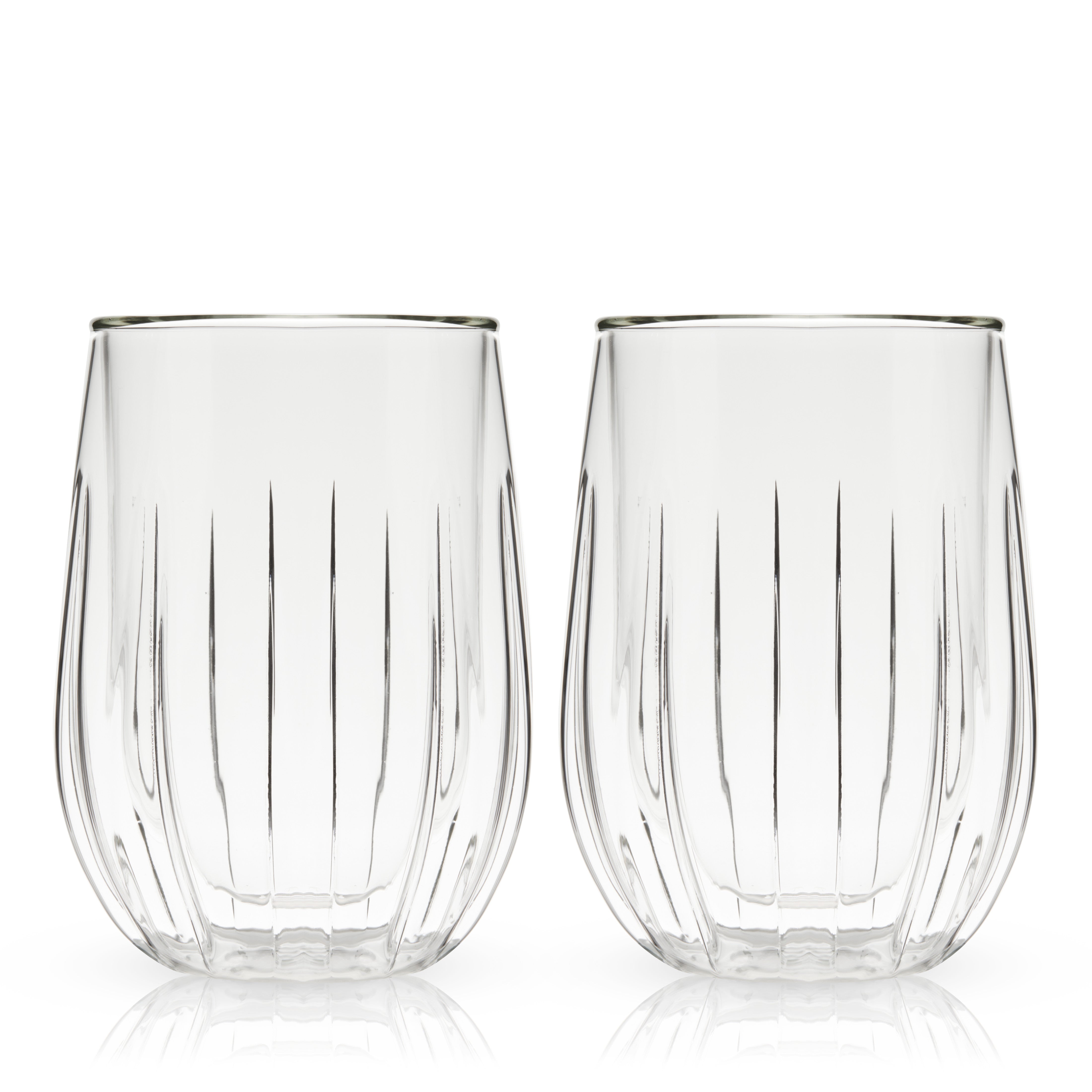 Double-Walled Stemless Wine Glasses Set of 2