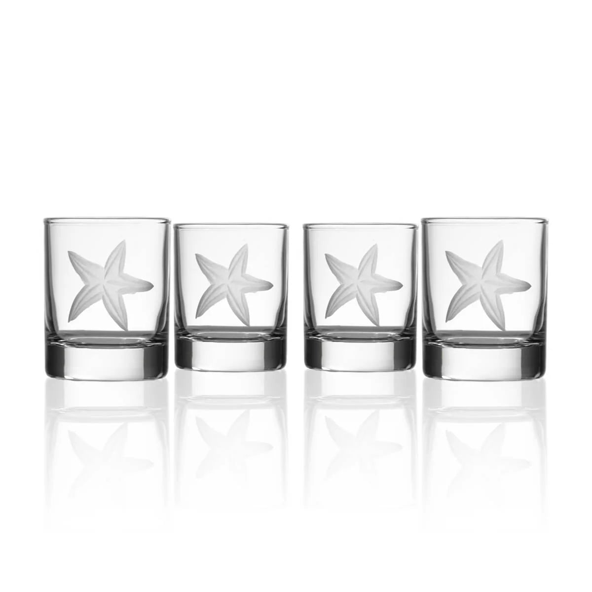 Rolf Glass Starfish 2.5" Candle Votive – engraved starfish design