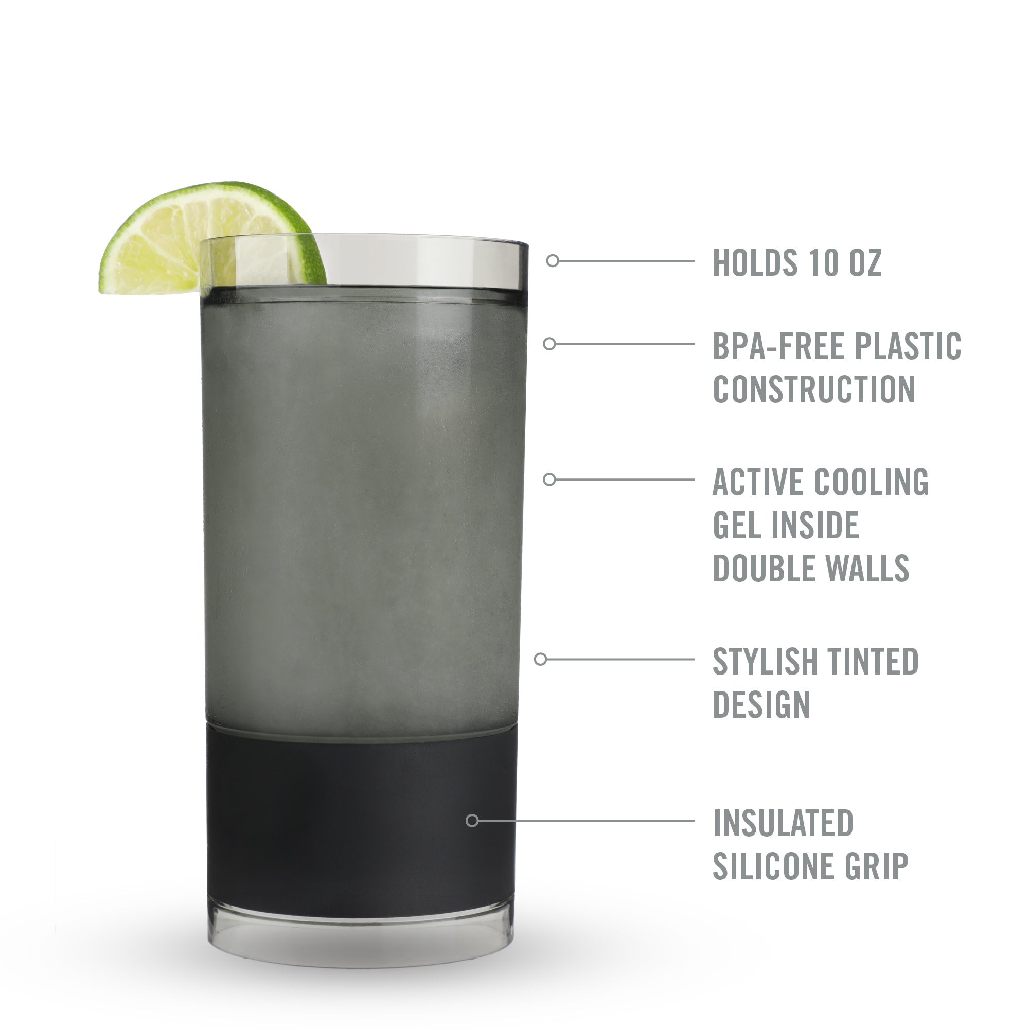 Highball FREEZE™ in Tinted Gray, Set of 2