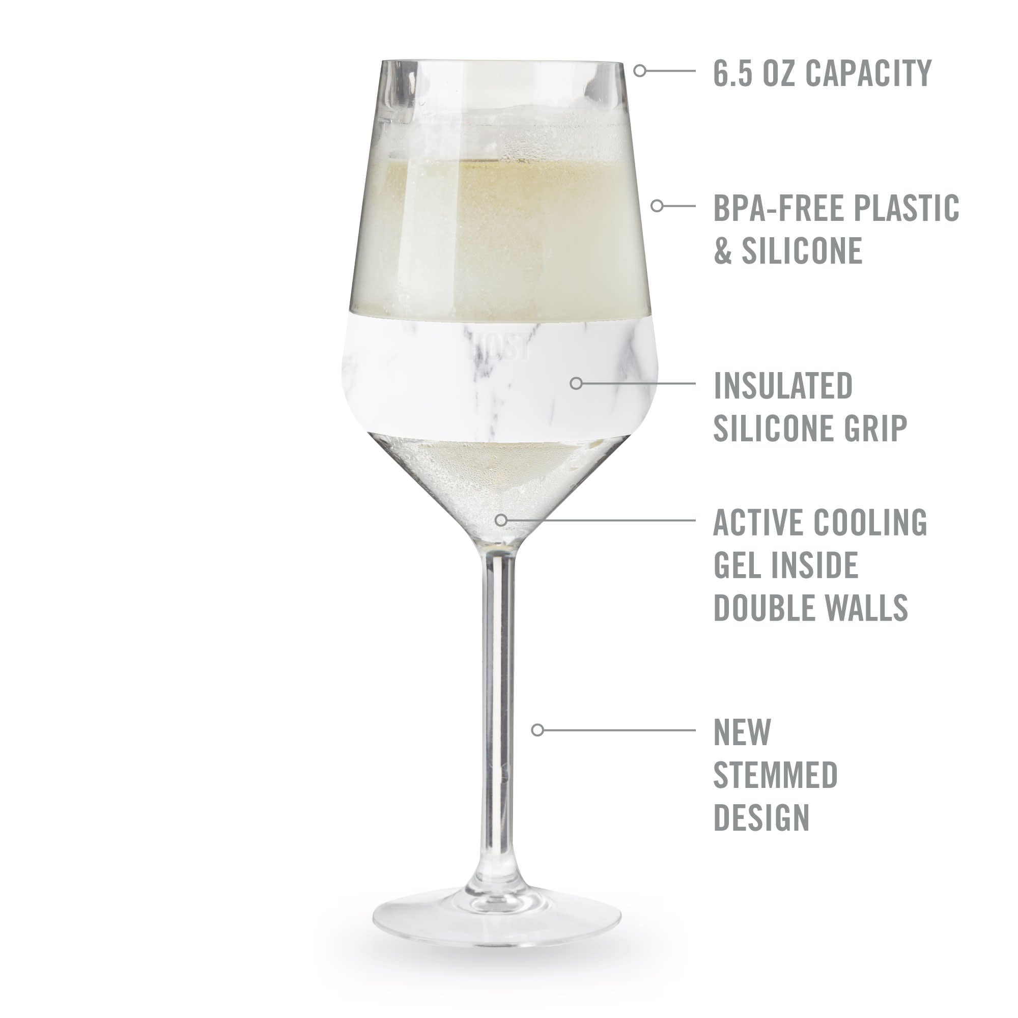 Stemmed Wine FREEZE™ in Marble, Set of 2