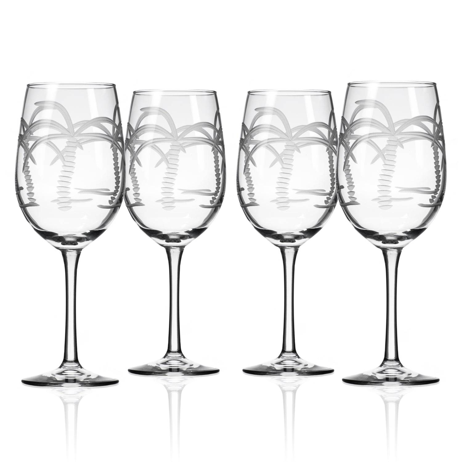 Palm Tree 12oz. Tulip Wine Glasses-Set of 4 - MaisonBeach
