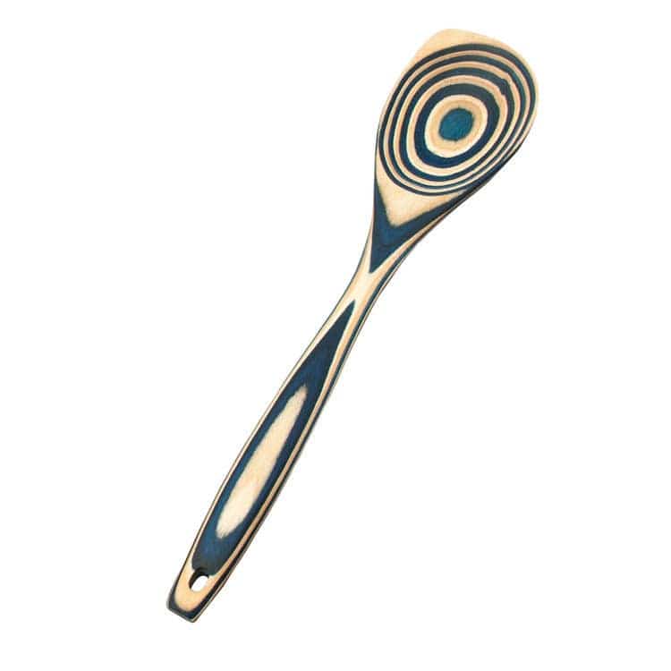 Island Bamboo - 12" Blue Pakka Wood Corner Spoon - MaisonBeach