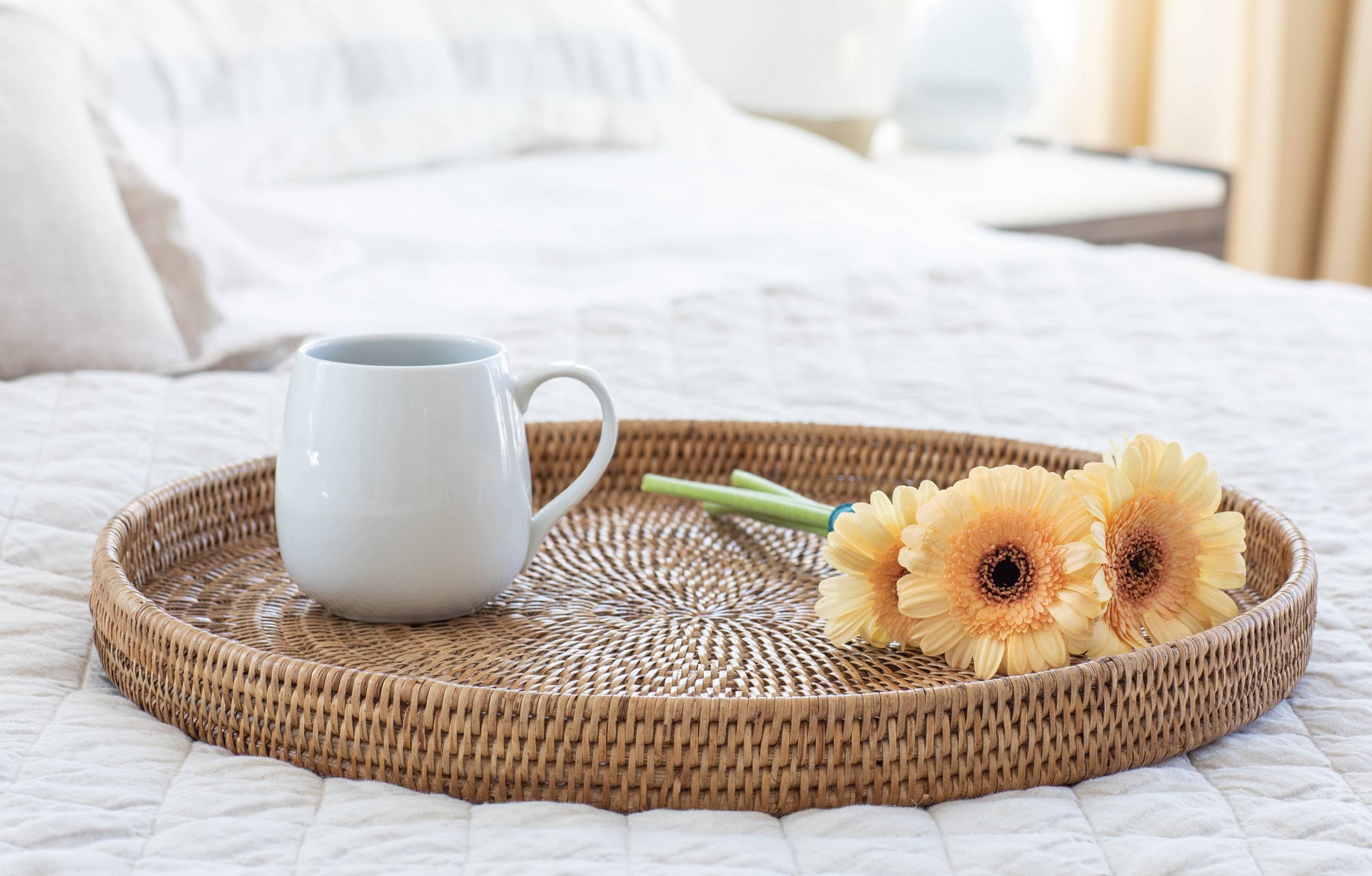 Artifacts Trading Company - Artifacts Rattan Round Serving/Ottoman Tray - MaisonBeach