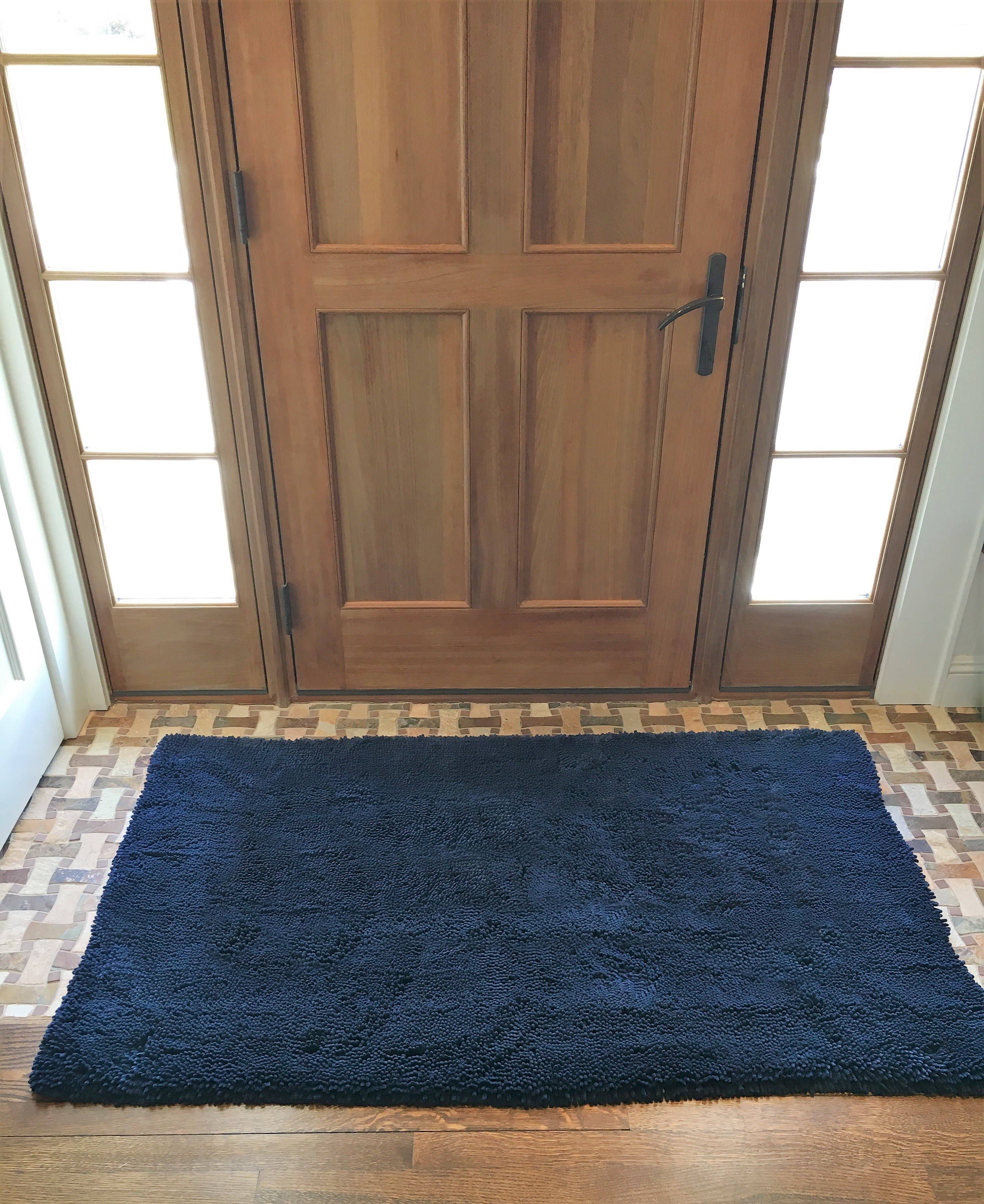 Plain Navy Blue Soggy Doggy Doormat In Large - MaisonBeach