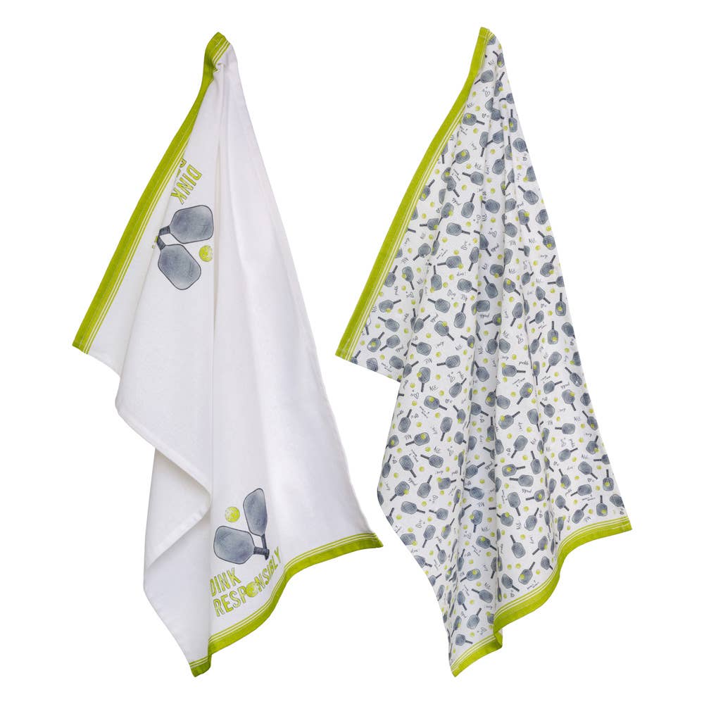 Pickleball 28" Cotton Tea Towels Set Of 2 - MaisonBeach