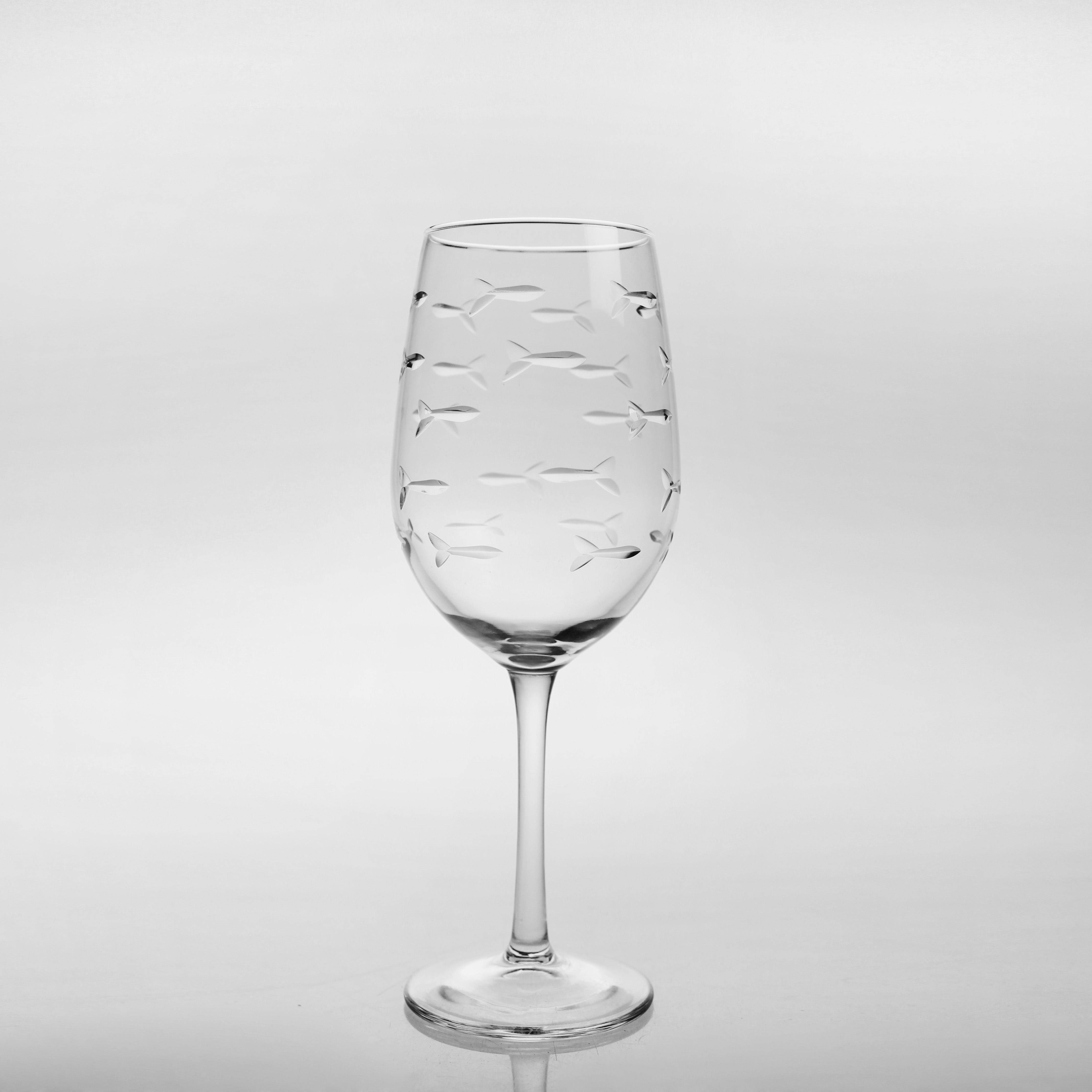 School of Fish 12oz. Tulip Wine Glasses - MaisonBeach