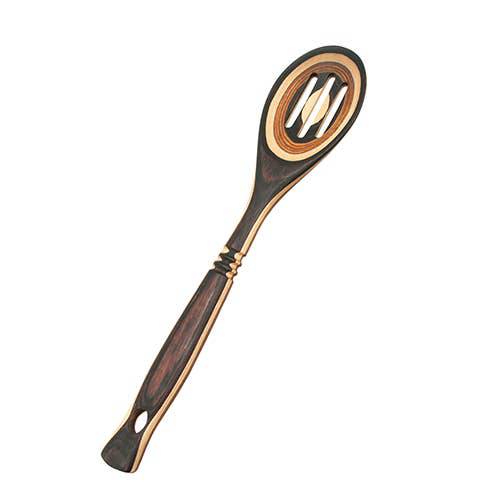Island Bamboo - 12" Natural Pakka Slotted Spoon - MaisonBeach