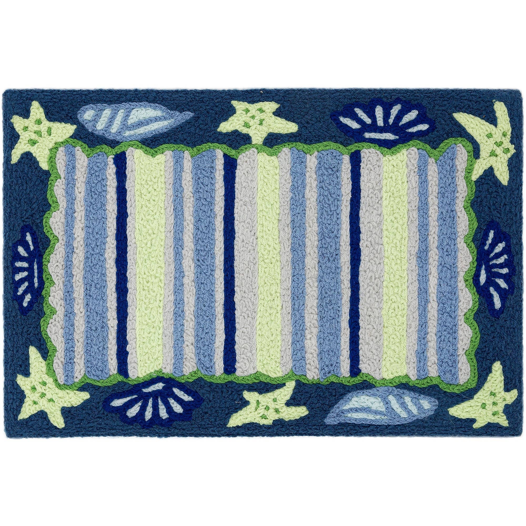 Shells and Stripes Jellybean Rug 20" x 30" -Coastal