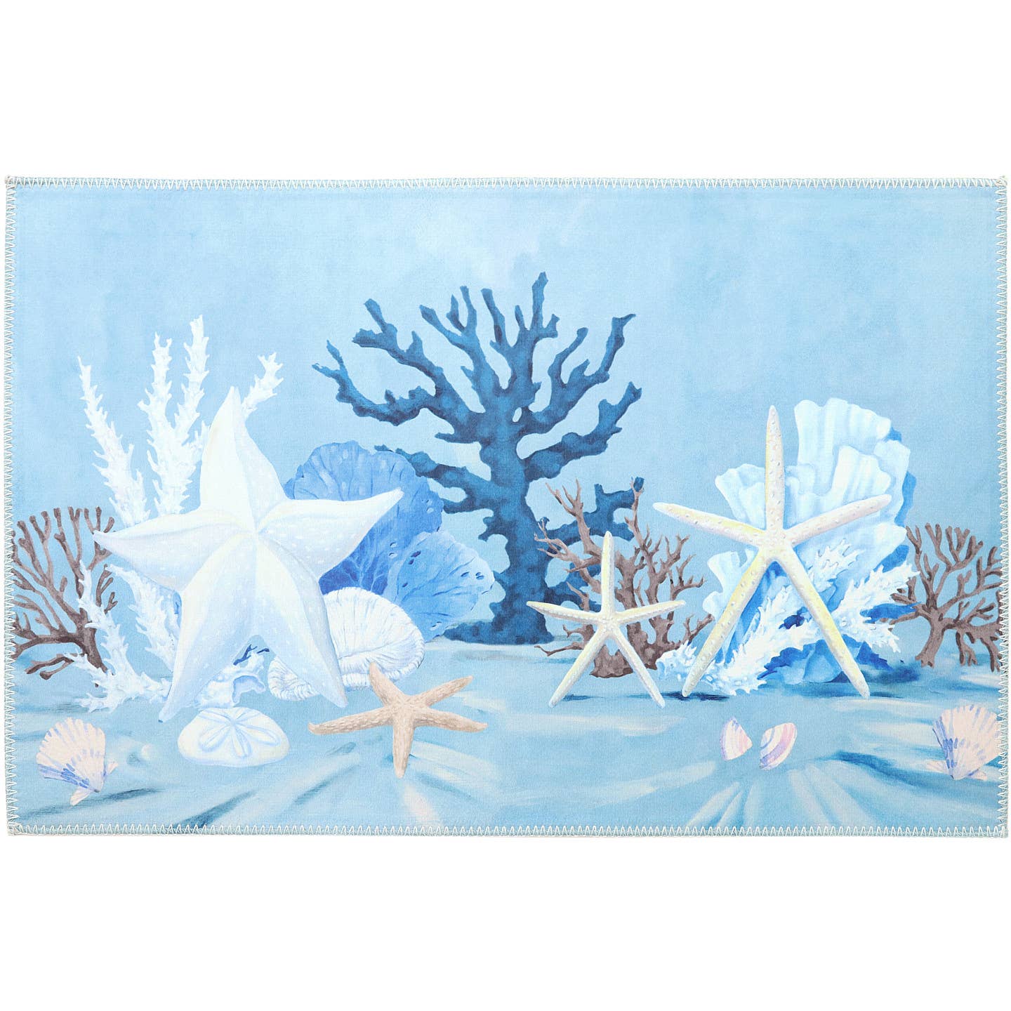 Jellybean Rug - Starfish and White Coral   Homefires Rug 20" X 30" - Coastal