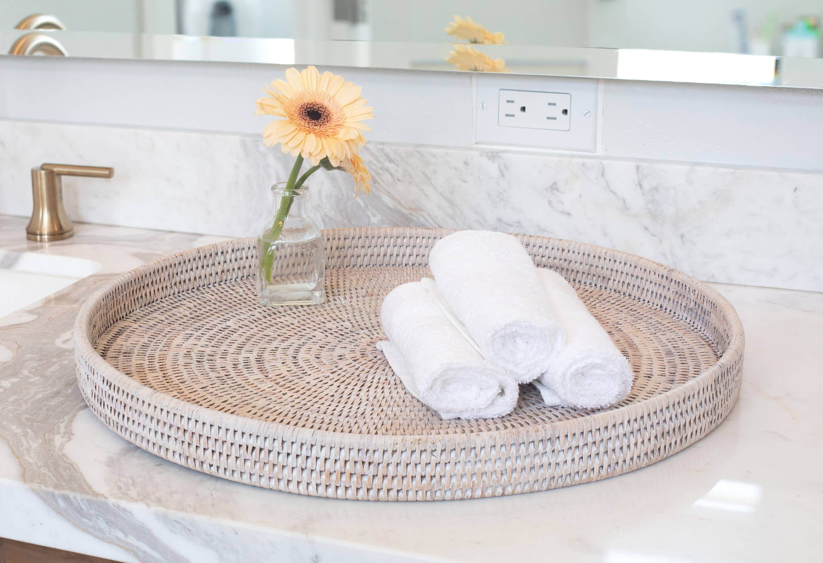 Artifacts Trading Company - Artifacts Rattan Round Serving/Ottoman Tray - MaisonBeach