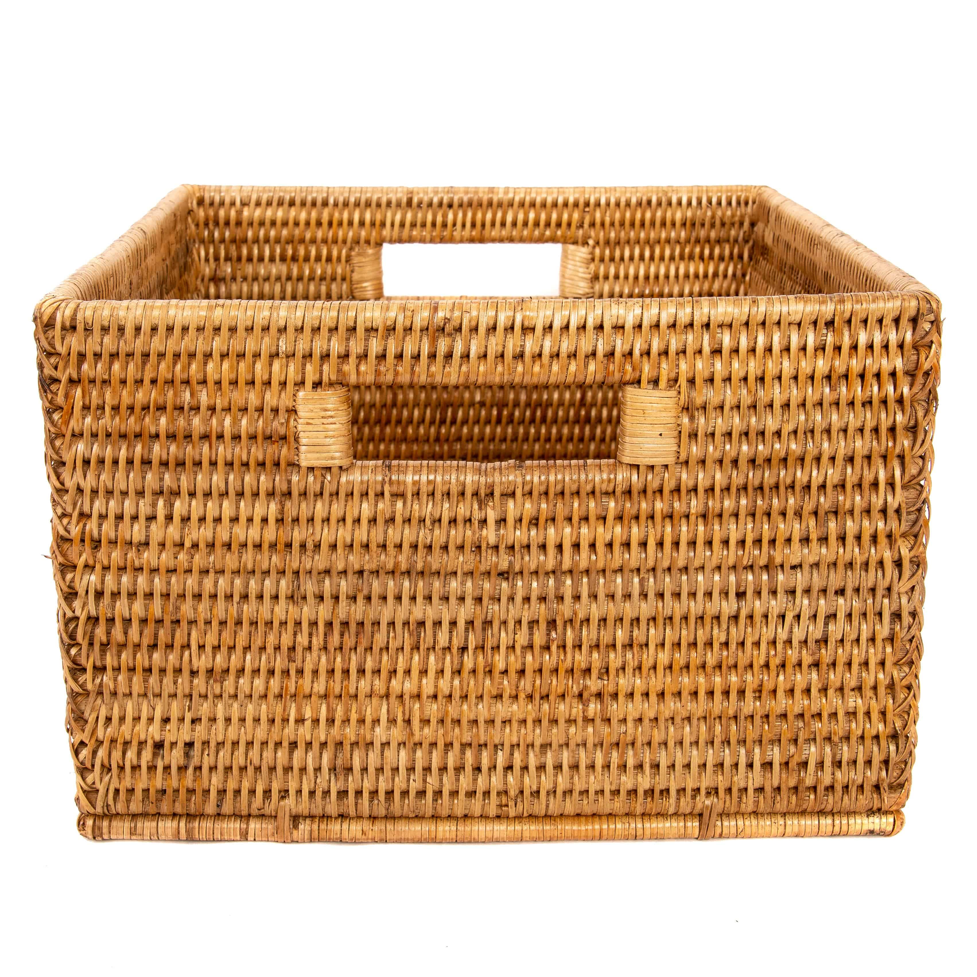 Artifacts Trading Company - Artifacts Rattan Square Storage Basket With Handles - MaisonBeach