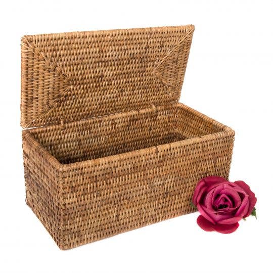 Artifacts Trading Company - Artifacts Rattan Rectangular Double Tissue Roll Box with Lid - MaisonBeach