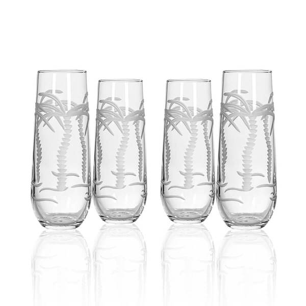 Palm Tree 8.5 oz Stemless Champagne Flutes-Set of 4 - MaisonBeach