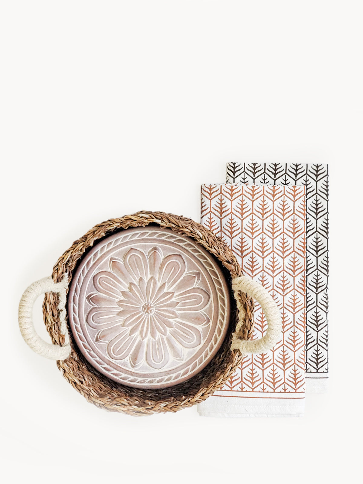 Bread Warmer & Basket Gift Set with Tea Towel - Vintage Flower - MaisonBeach