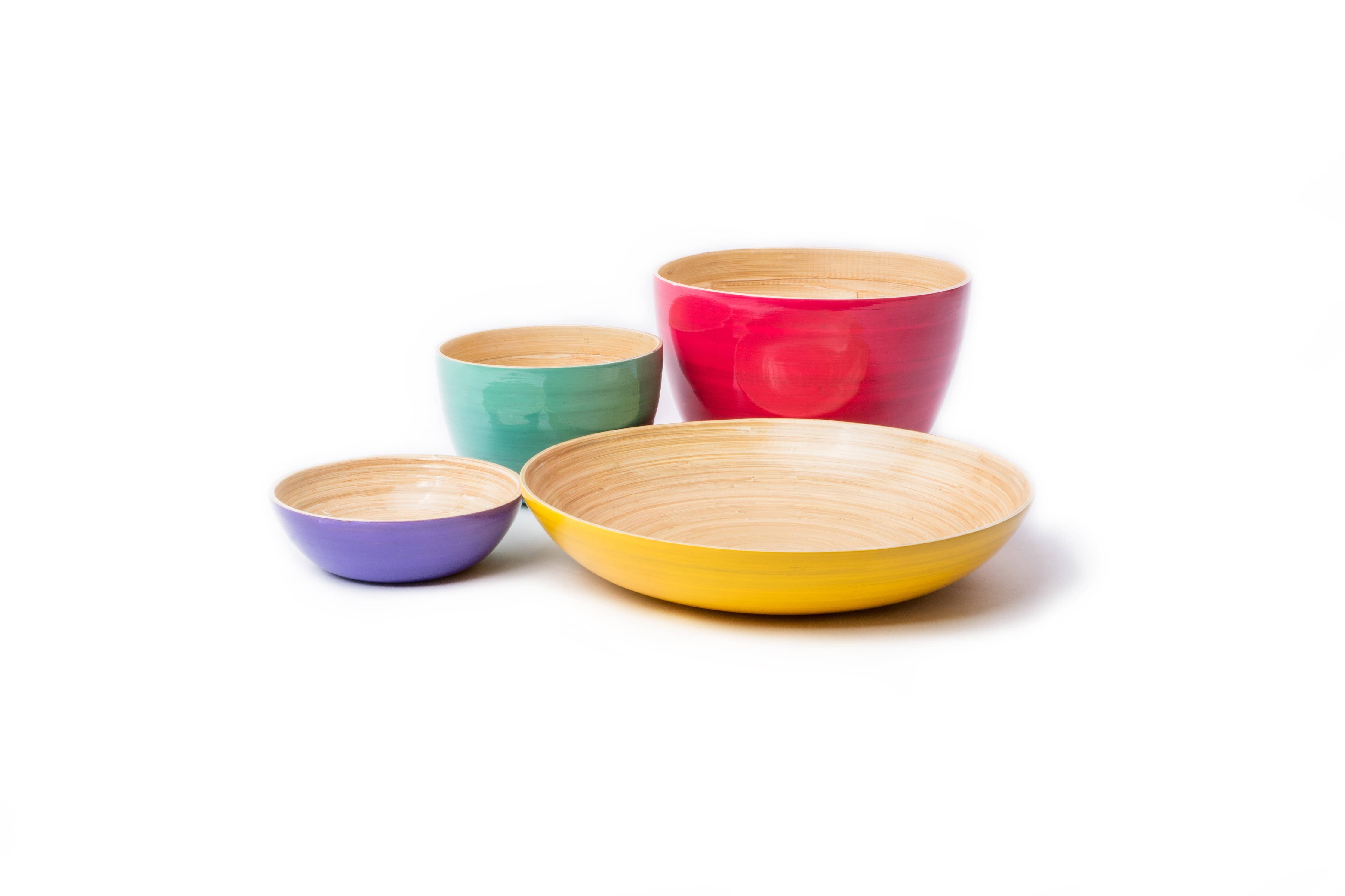 White Bamboo Fruit Bowl 11" x 2" - MaisonBeach