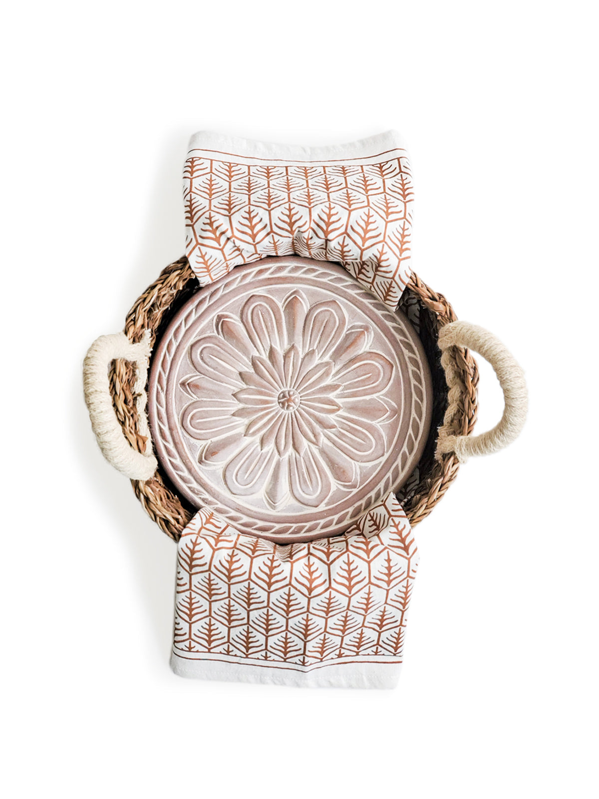 Bread Warmer & Basket Gift Set with Tea Towel - Vintage Flower - MaisonBeach
