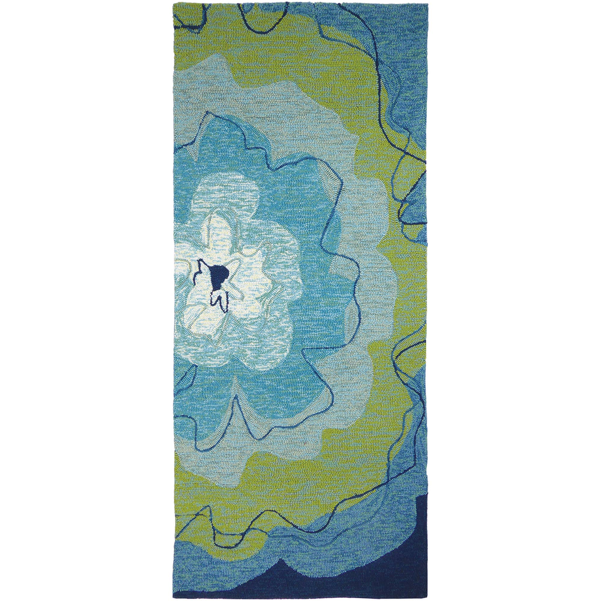 Jellybean Rug - Watercolor Blue Blossom Homefires Rug 22 x 34 in