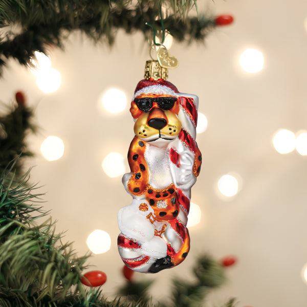 Chester Cheetah On Candy Cane Ornament - MaisonBeach