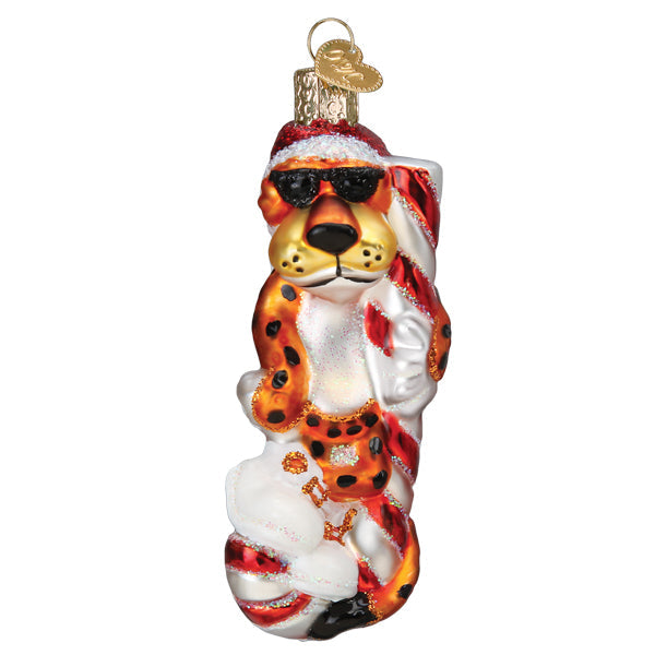 Chester Cheetah On Candy Cane Ornament - MaisonBeach