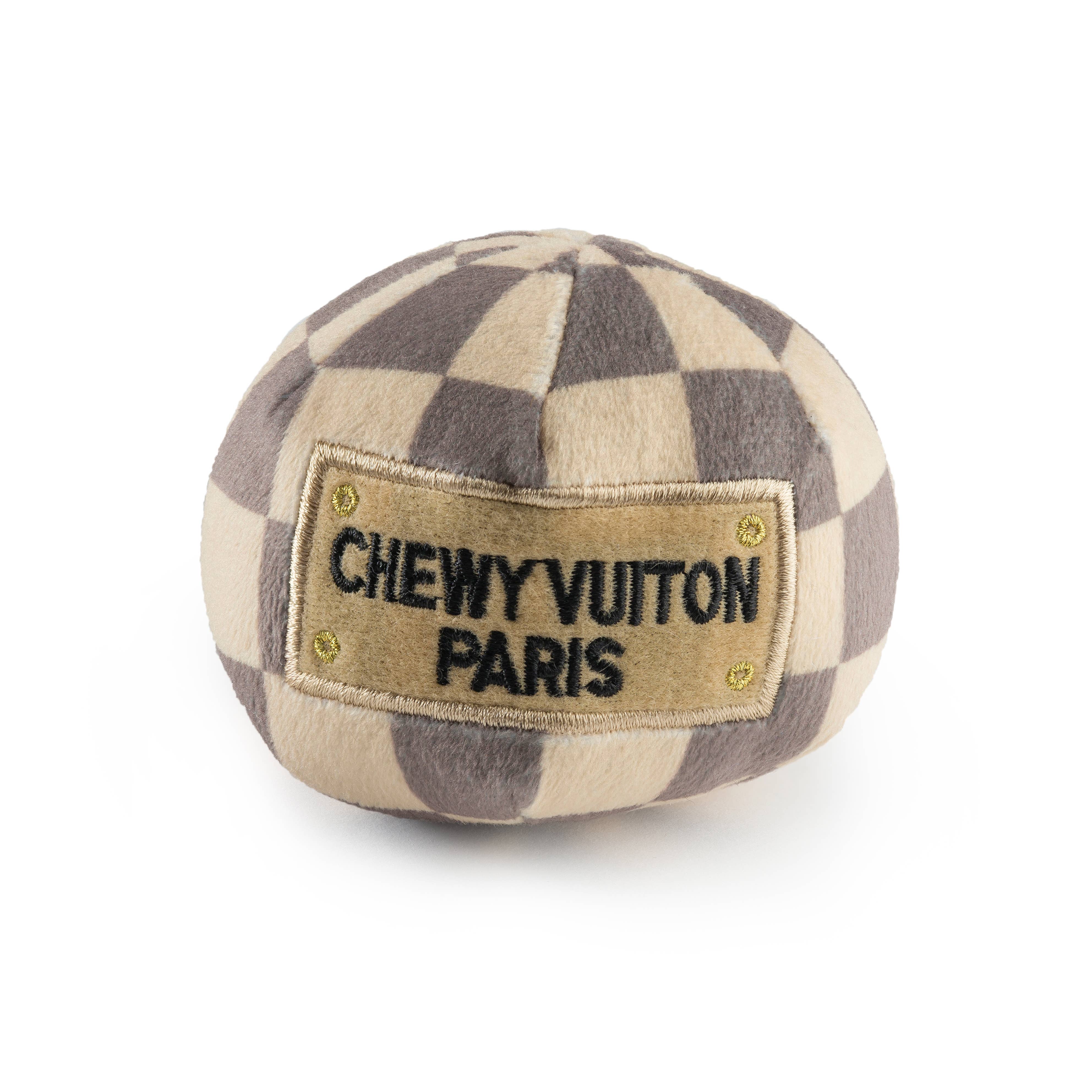 Haute Diggity Dog - Checker Chewy Vuiton Ball Squeaker Dog Toy: Large - MaisonBeach