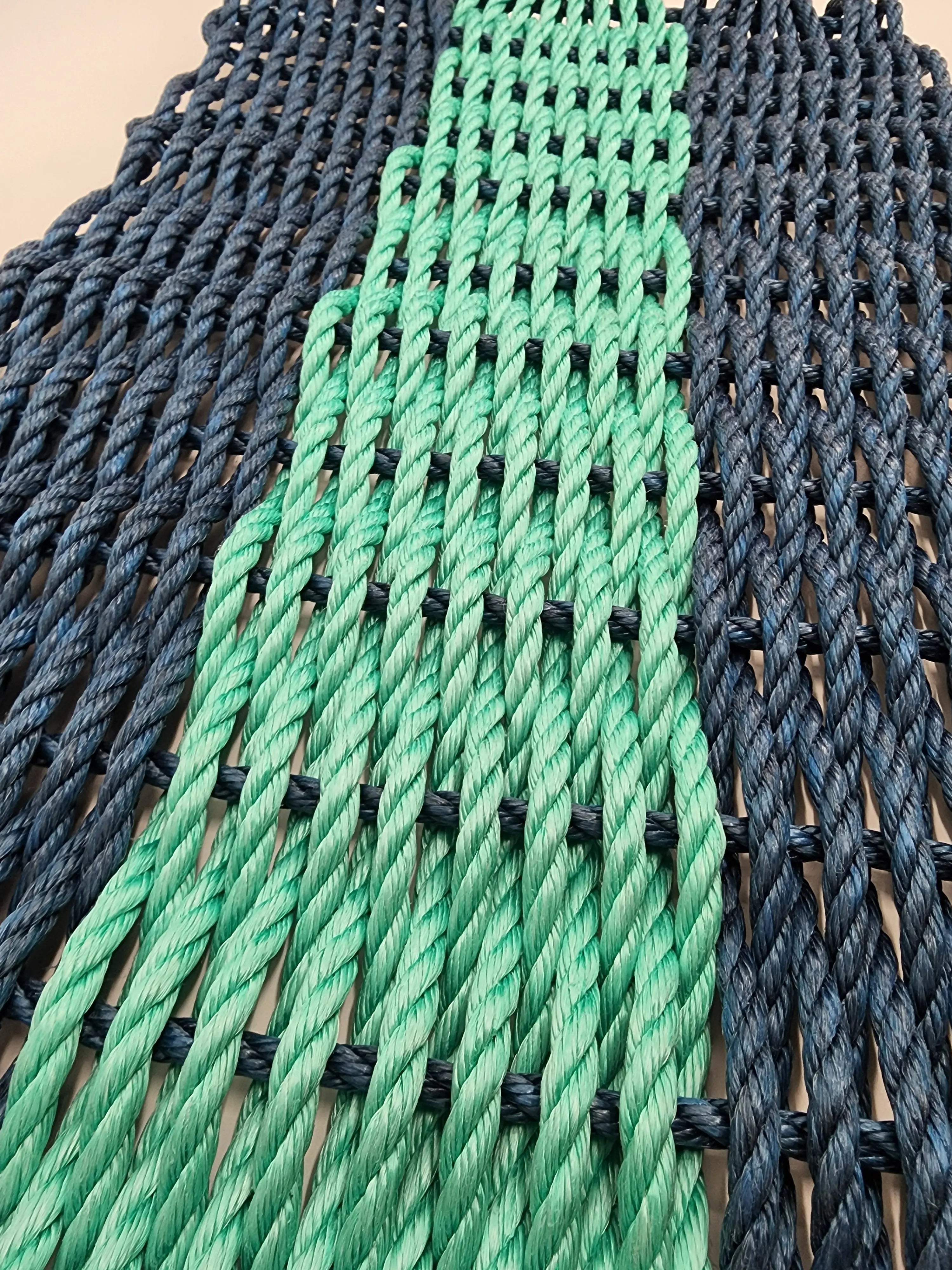 Lobster Rope Mat Navy Blue and Teal - MaisonBeach
