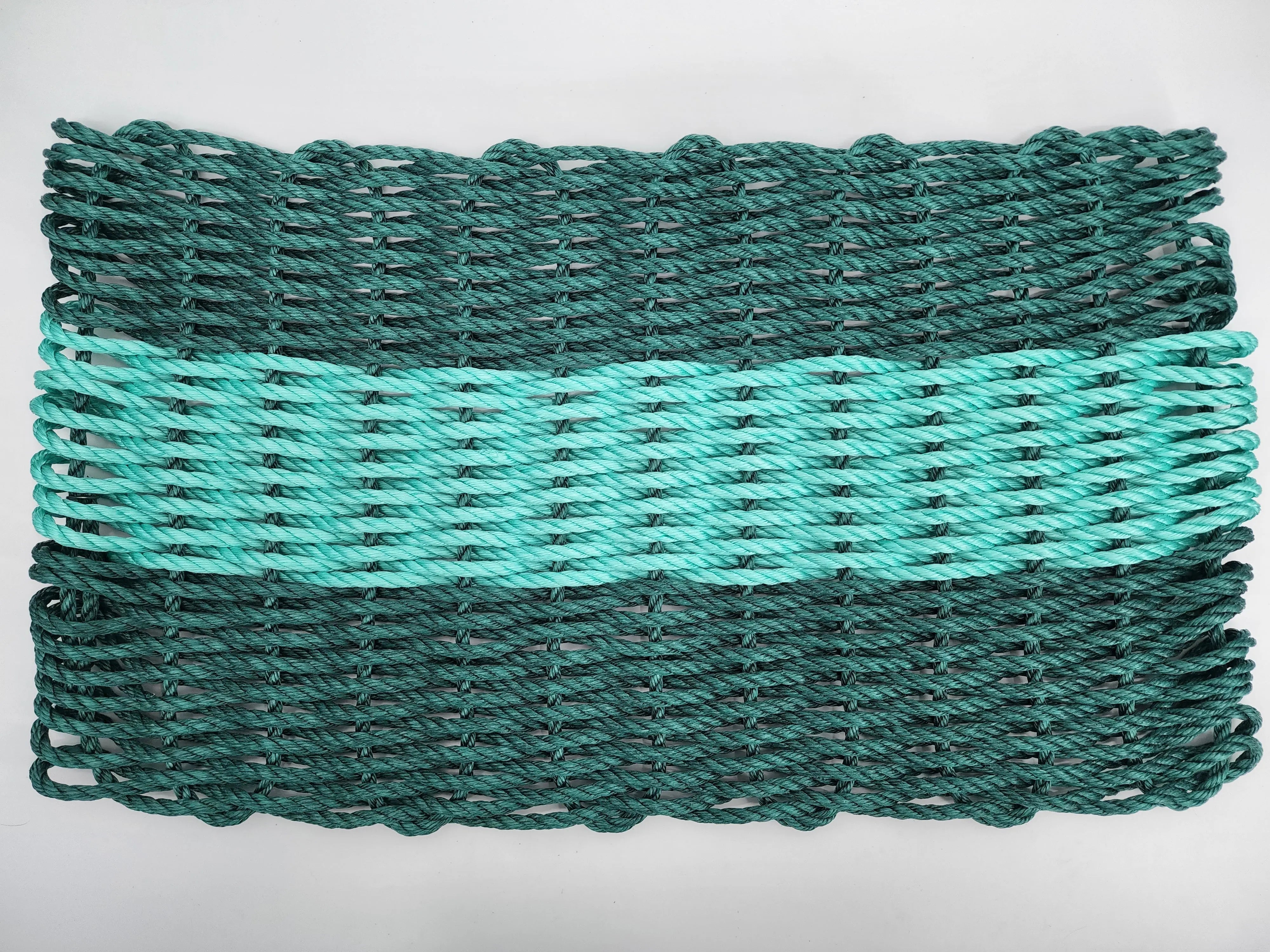 Lobster Rope Mat Hunter Green and Teal - MaisonBeach