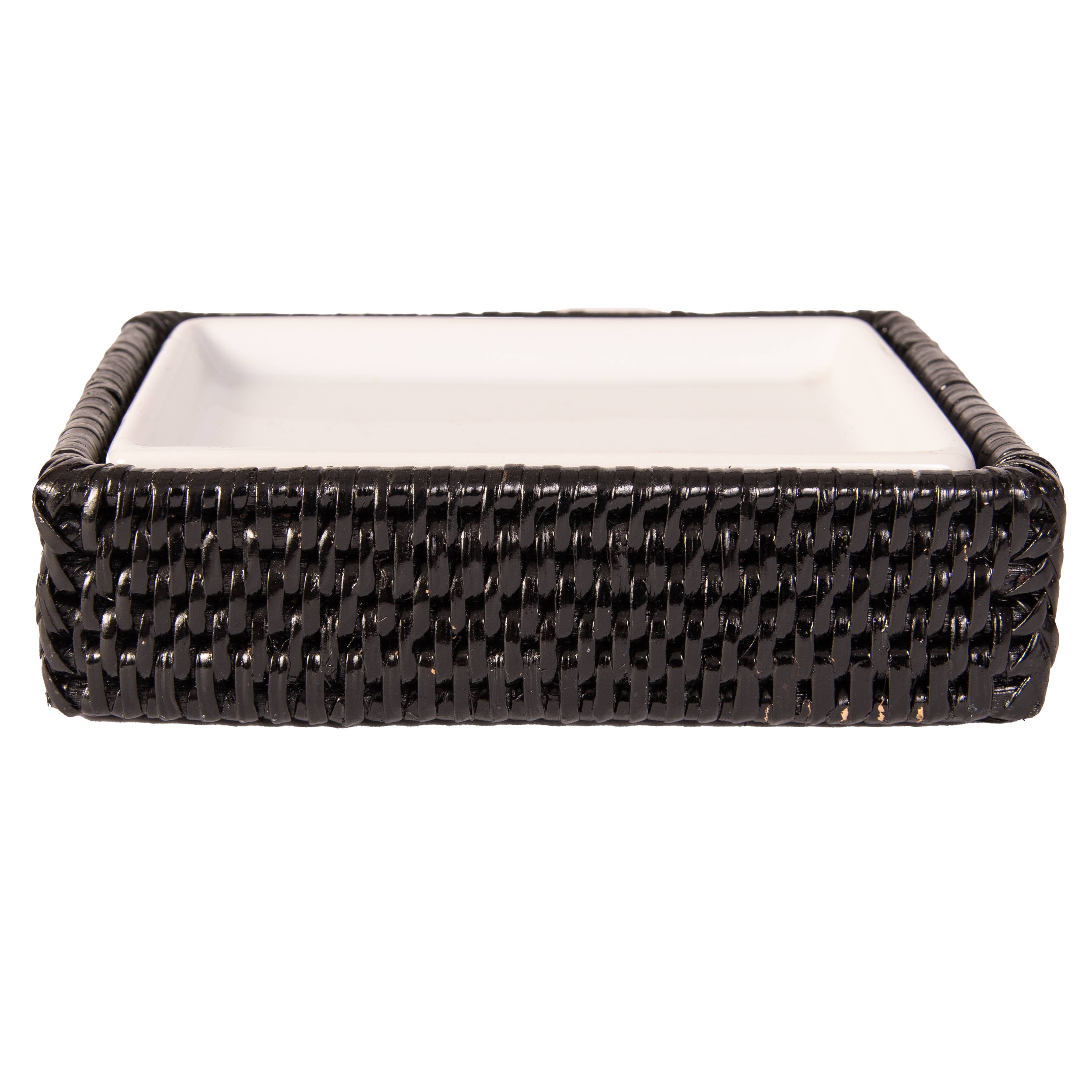 Rattan Soap Dish with Ceramic Insert – Handwoven & Eco-Friendly - MaisonBeach