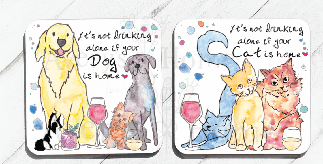 Avery's Home - Dog & Cats with Wine Absorbent Stone Coaster - MaisonBeach